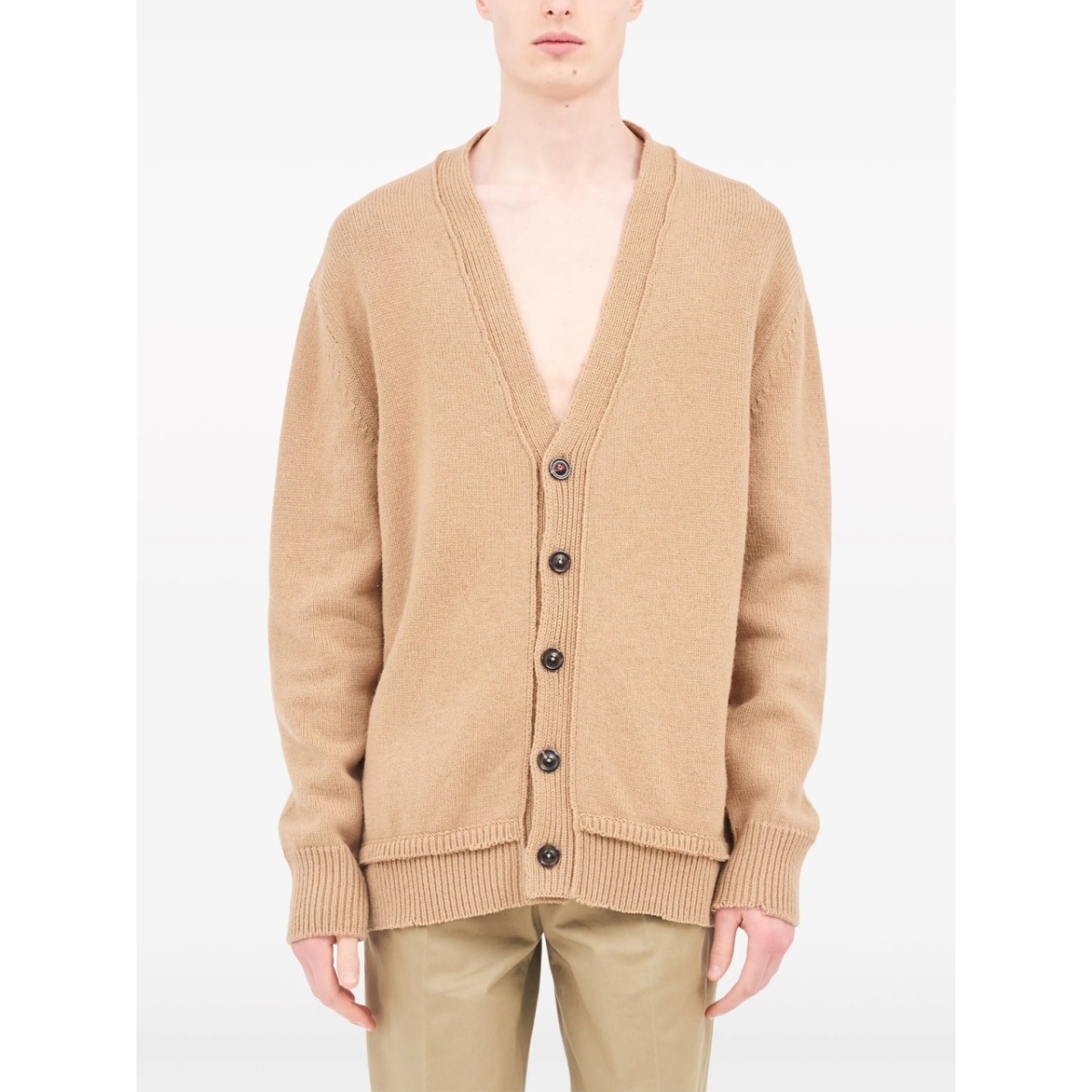 V-neck elbow-patch cardigan - Img 2
