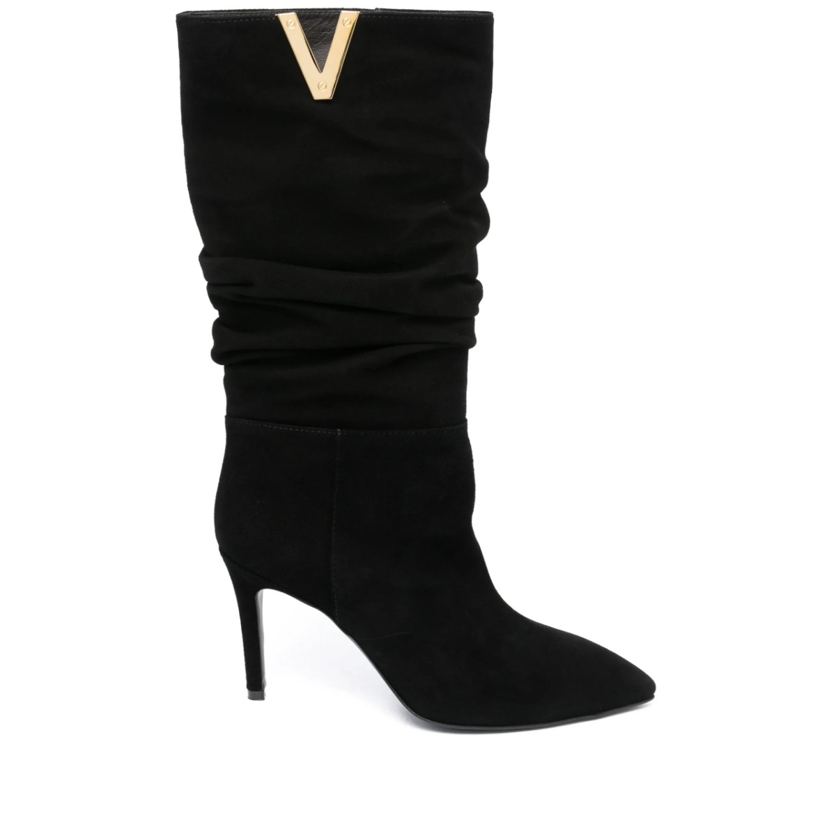 V-plaque mid-calf boots