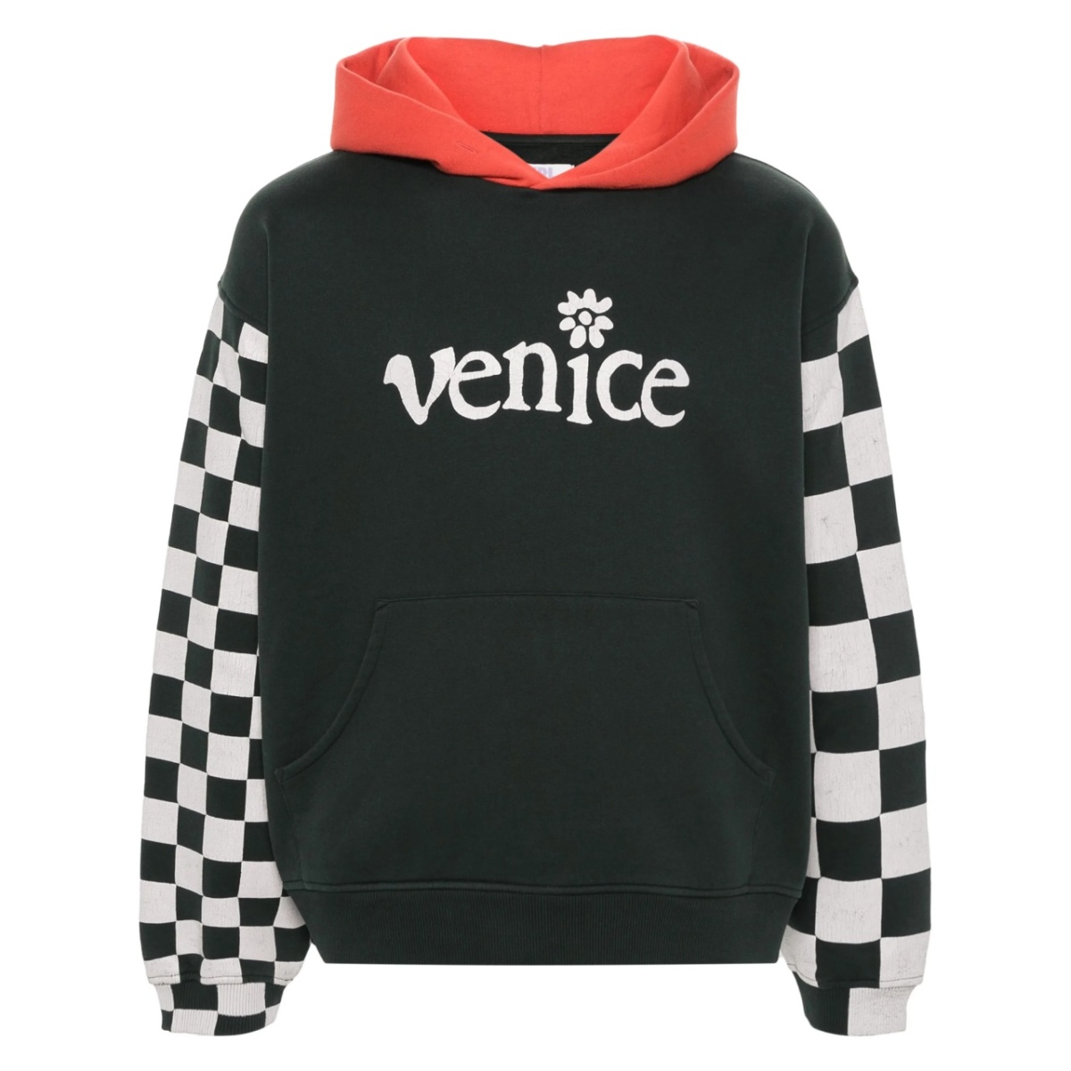 Venice-print colour-block hoodie