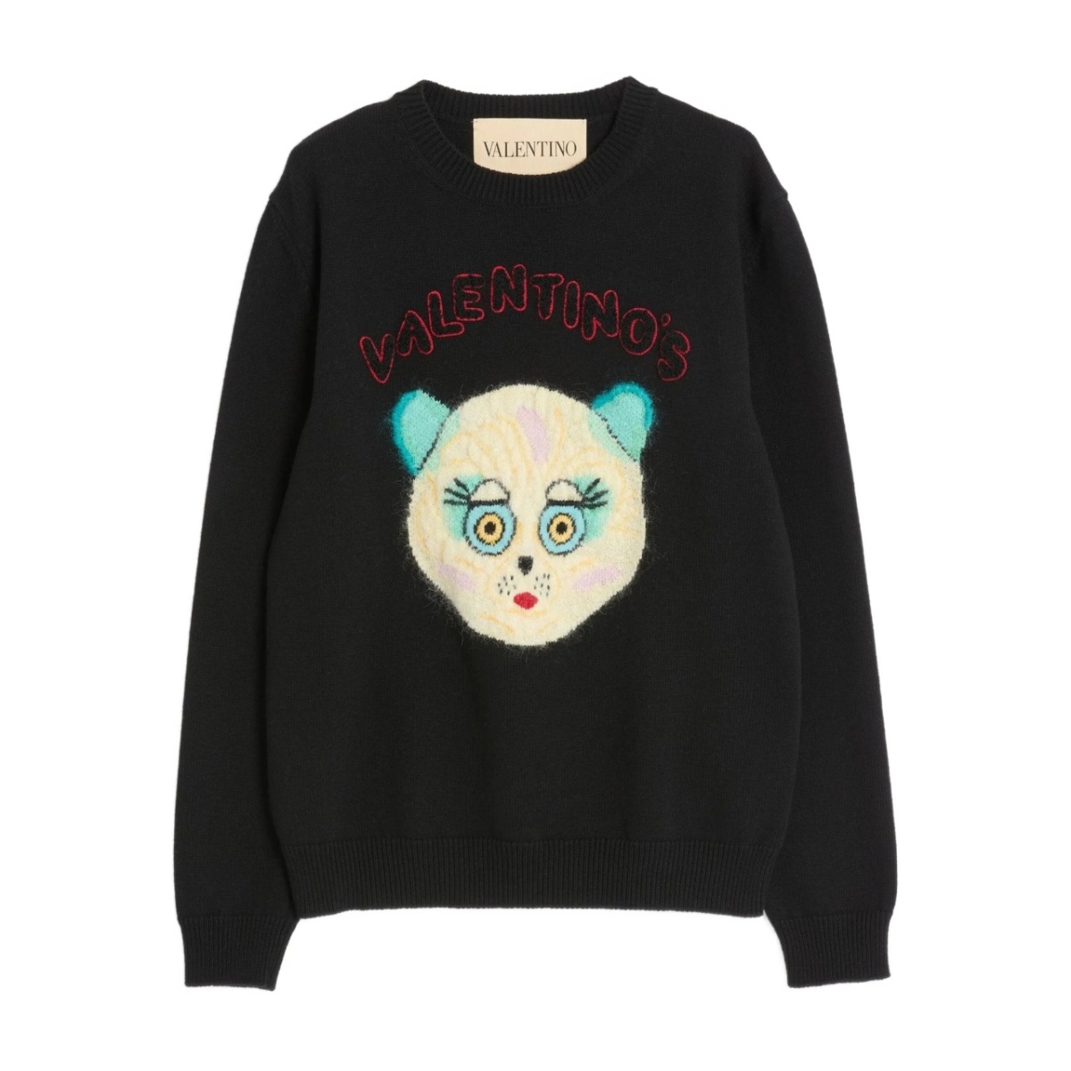 WOOL AND COTTON SWEATER WITH CHAT DE LA MAISON PATCH