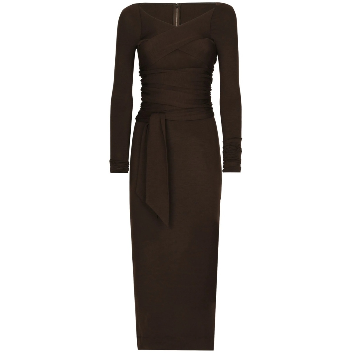 wraparound wool midi dress