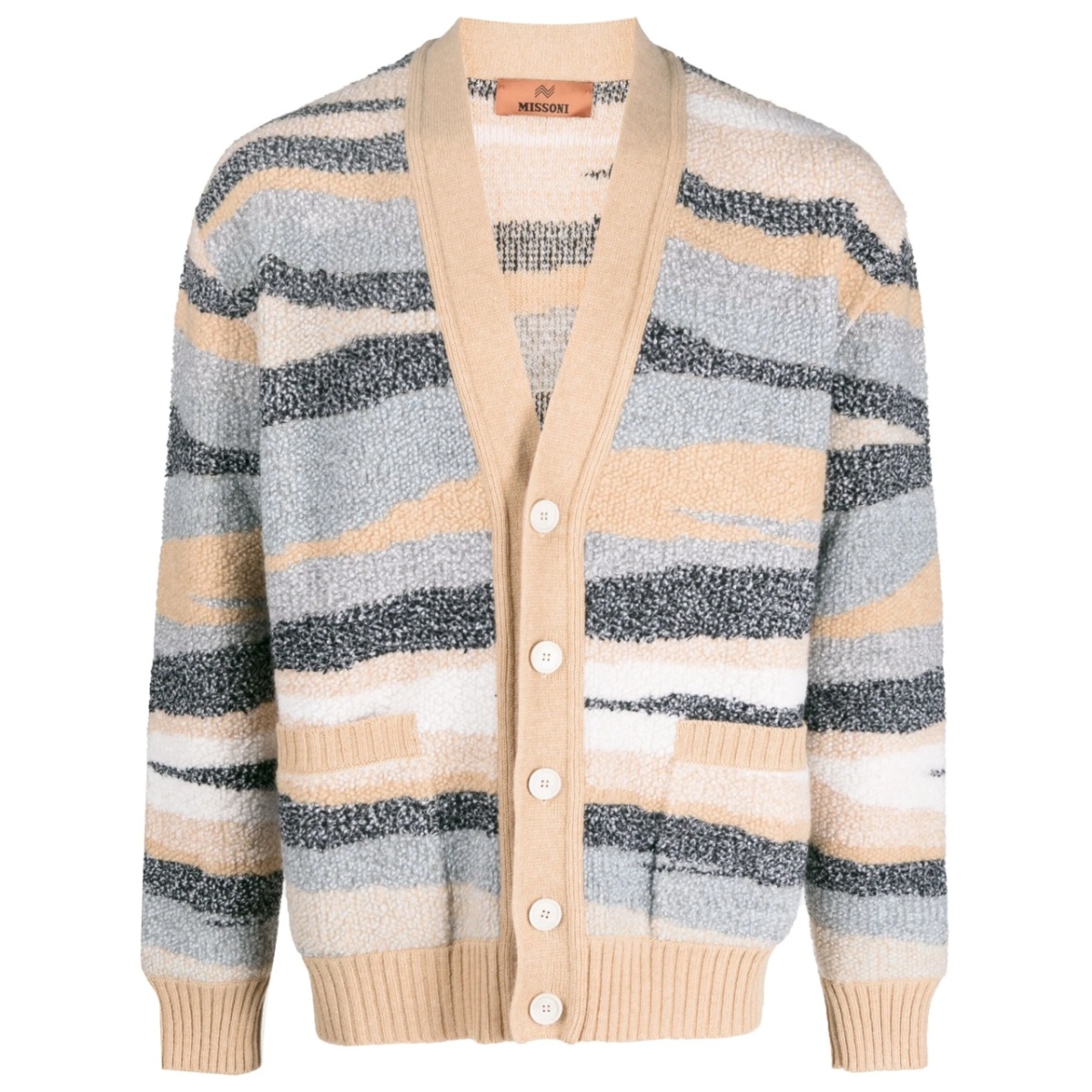 zigzag-jacquard wool cardigan