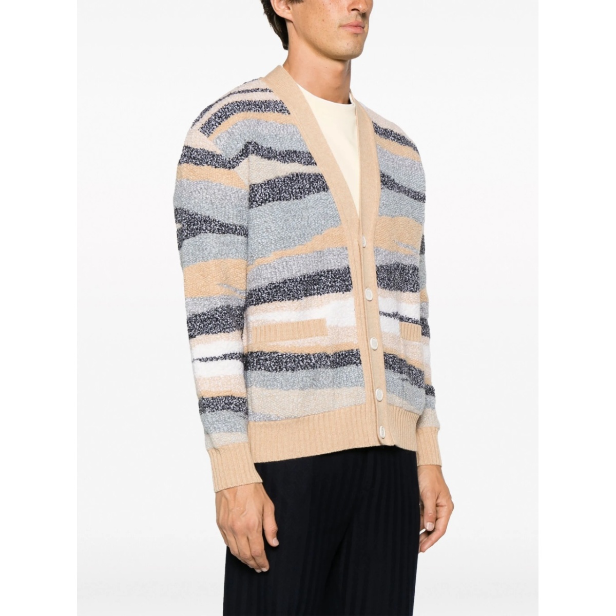zigzag-jacquard wool cardigan - Img 3