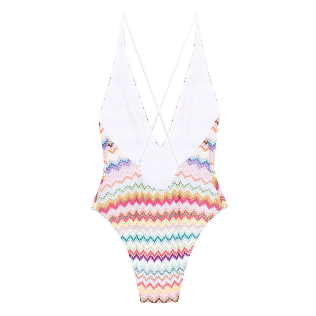 zigzag-pattern cross-back swimsuit - Img 2