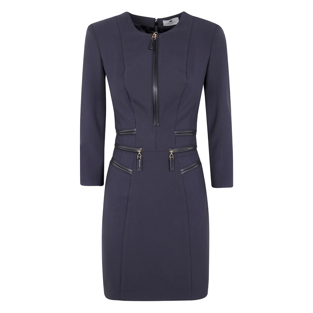 zip-detail three-quarter sleeve dress