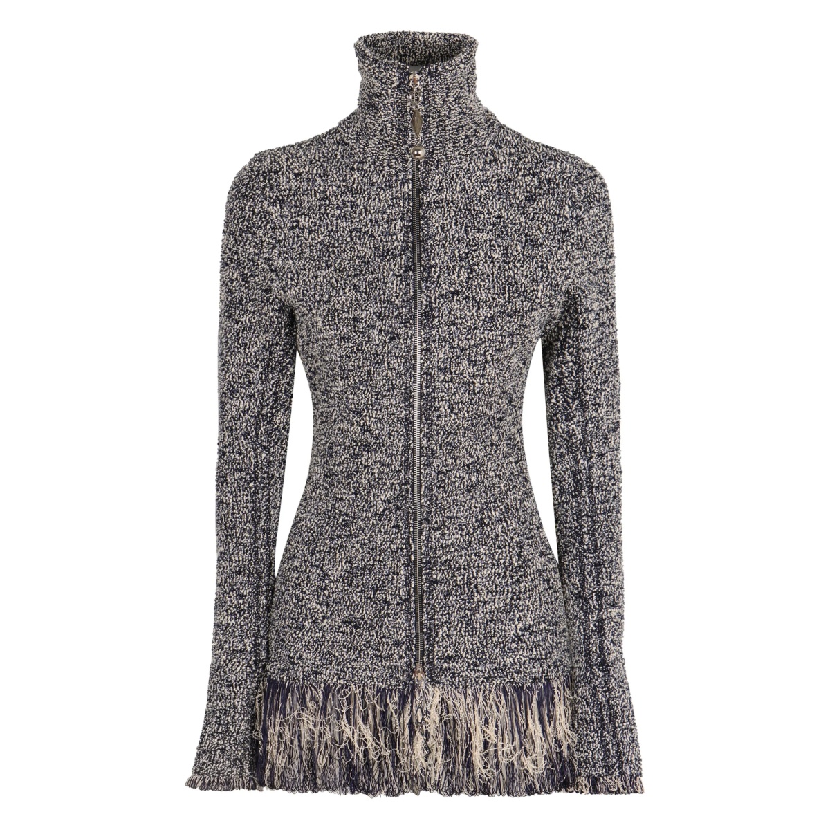 zip fringed cardigan