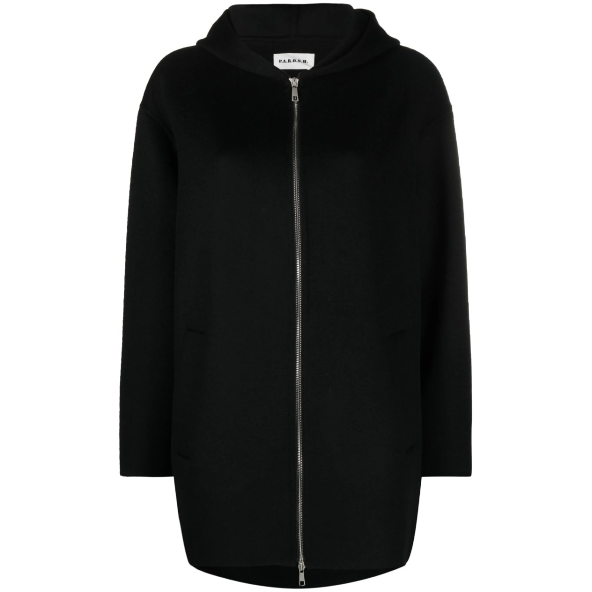 zip-up hooded wool jacket