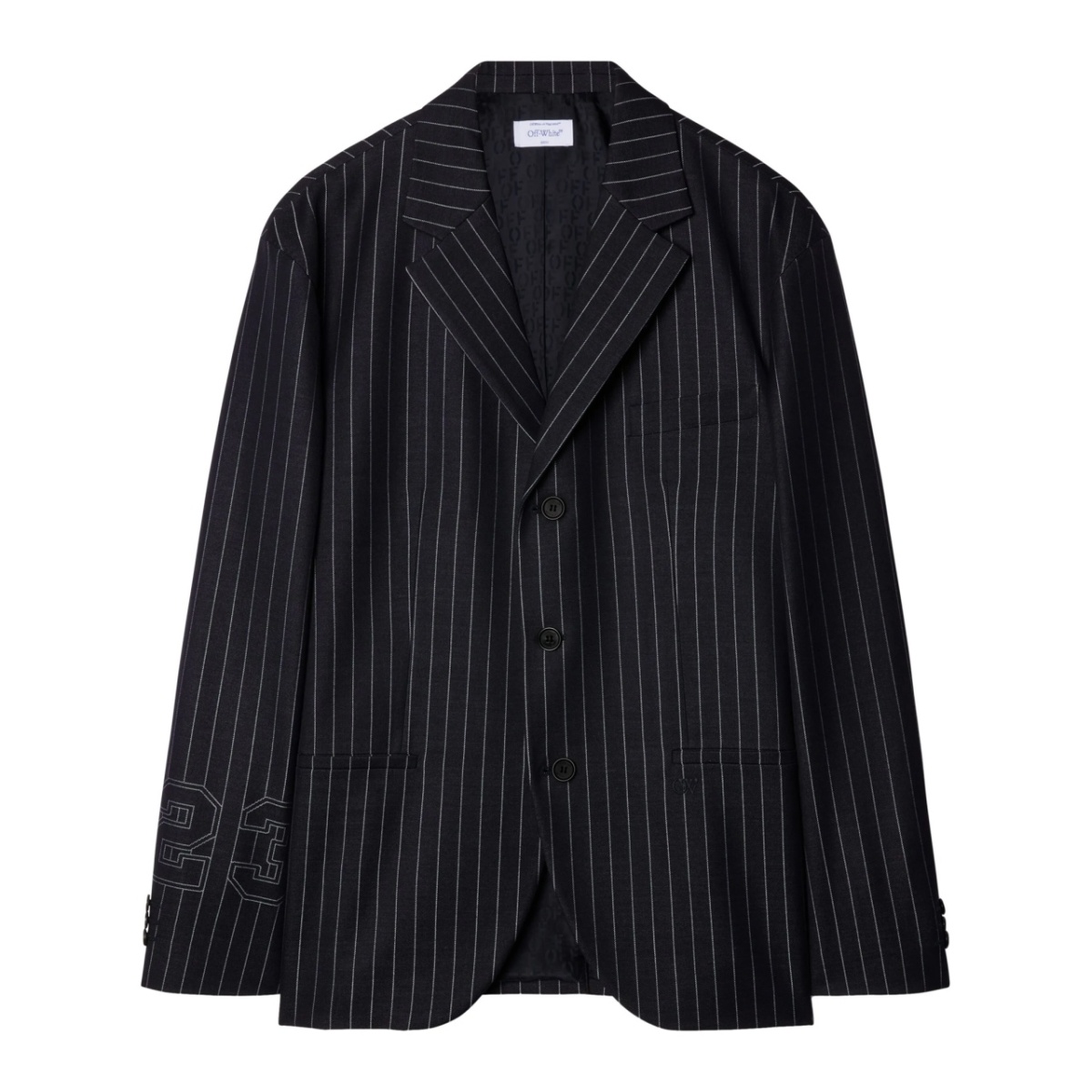 23-print pinstriped blazer