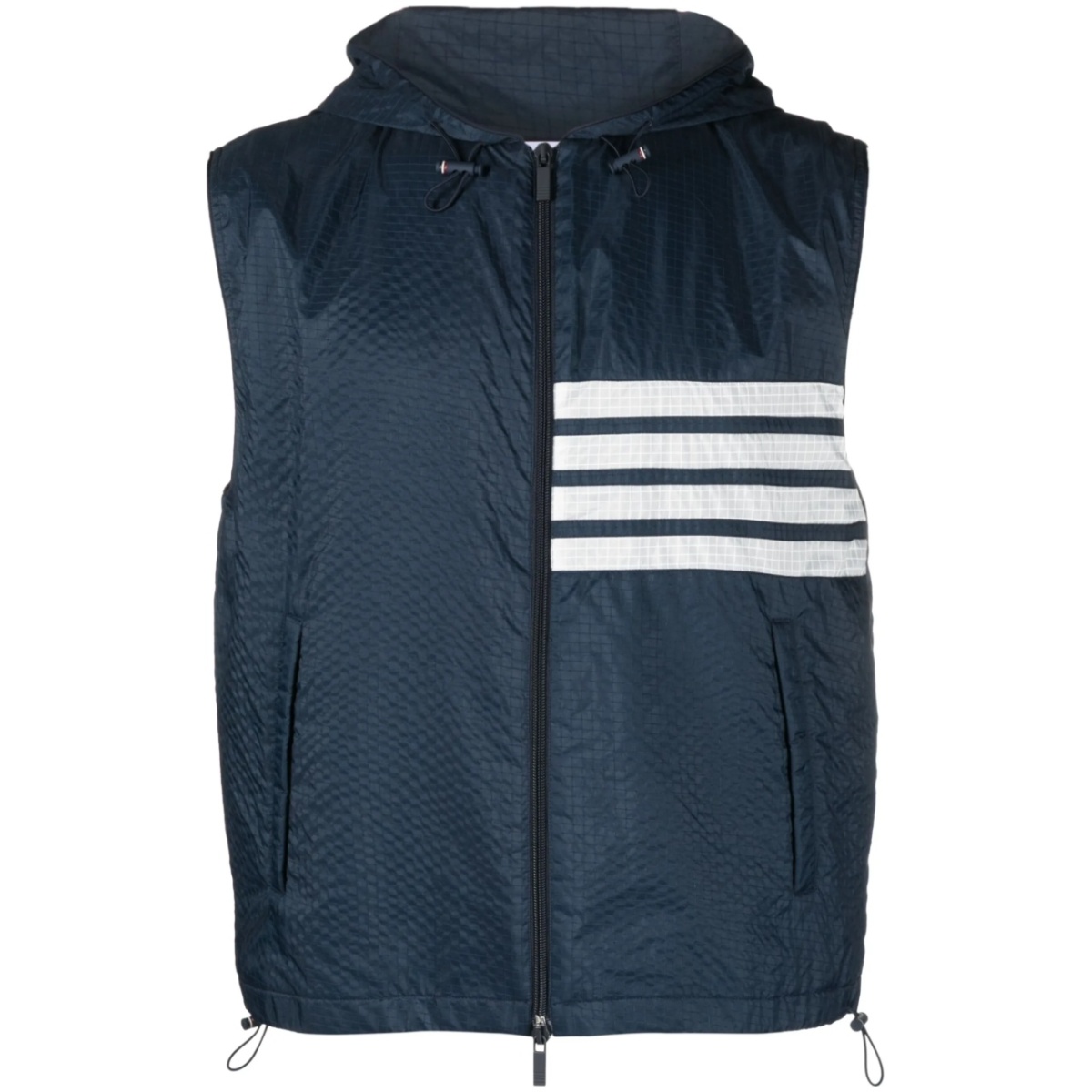 4-Bar stripe ripstop hooded gilet