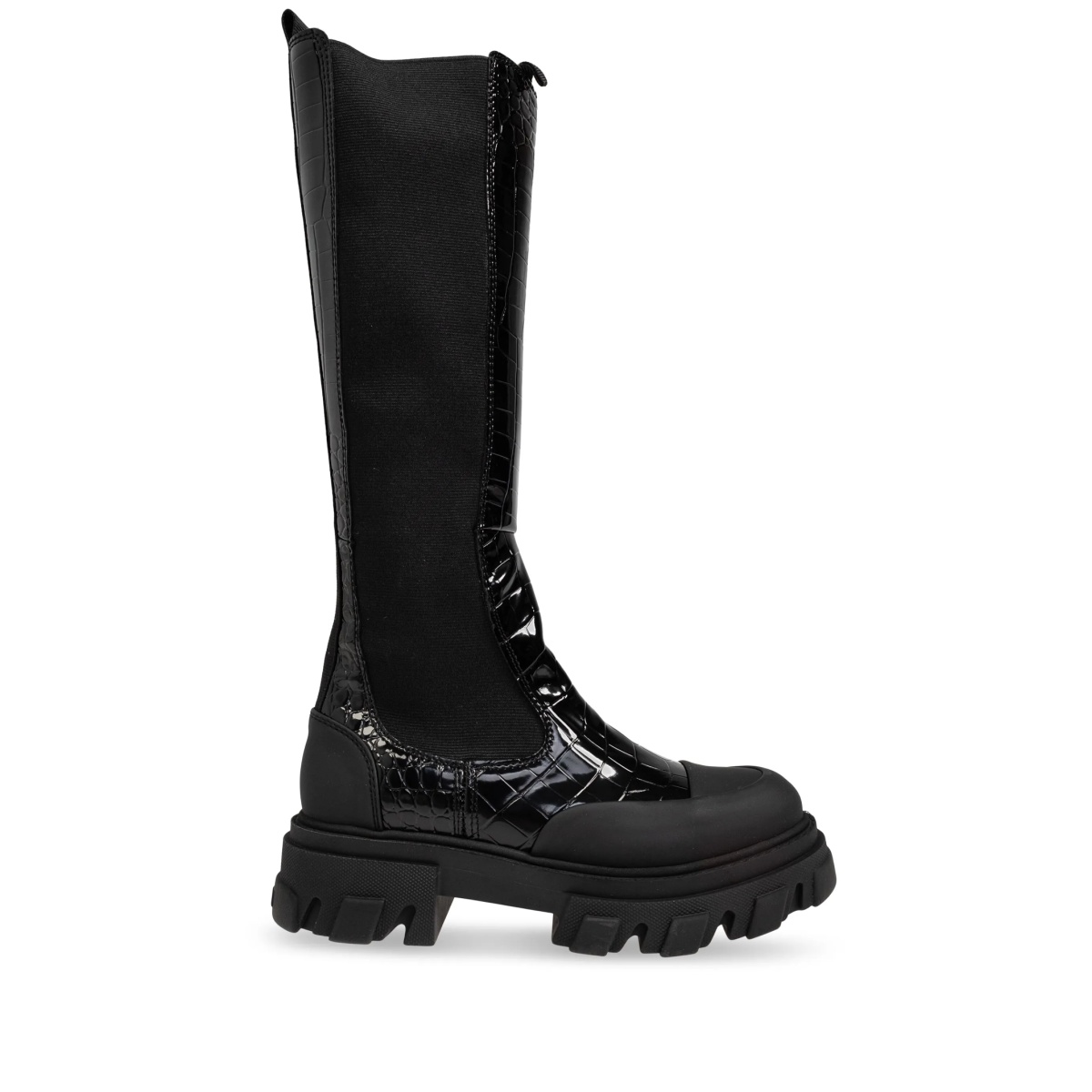 50mm crocodile-embossed knee-high boots