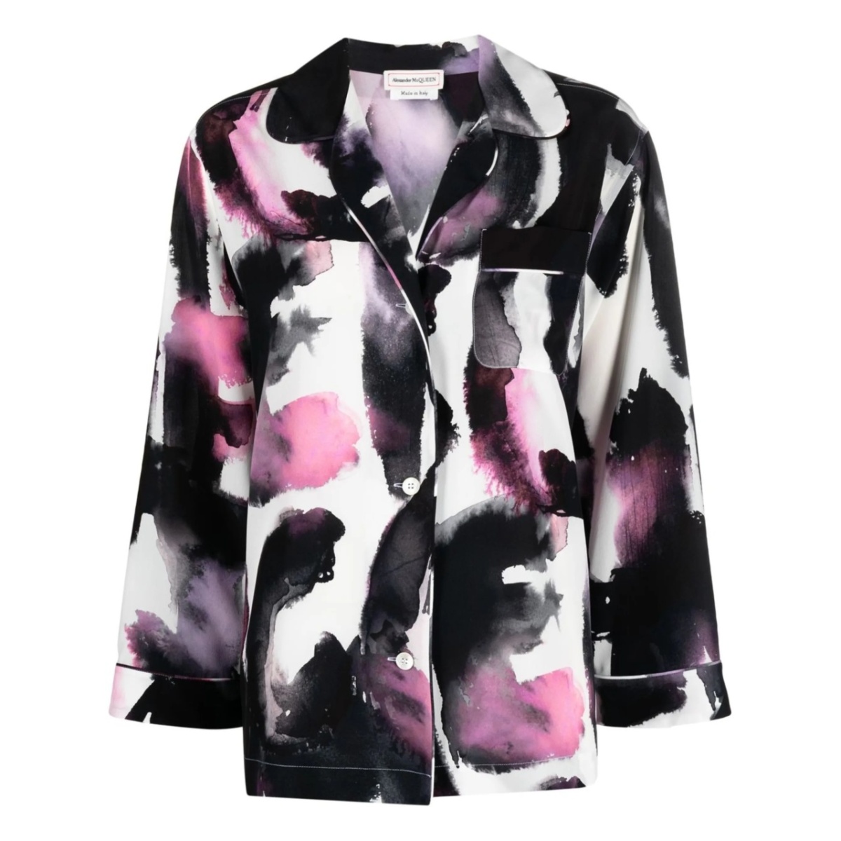 abstract-print silk shirt