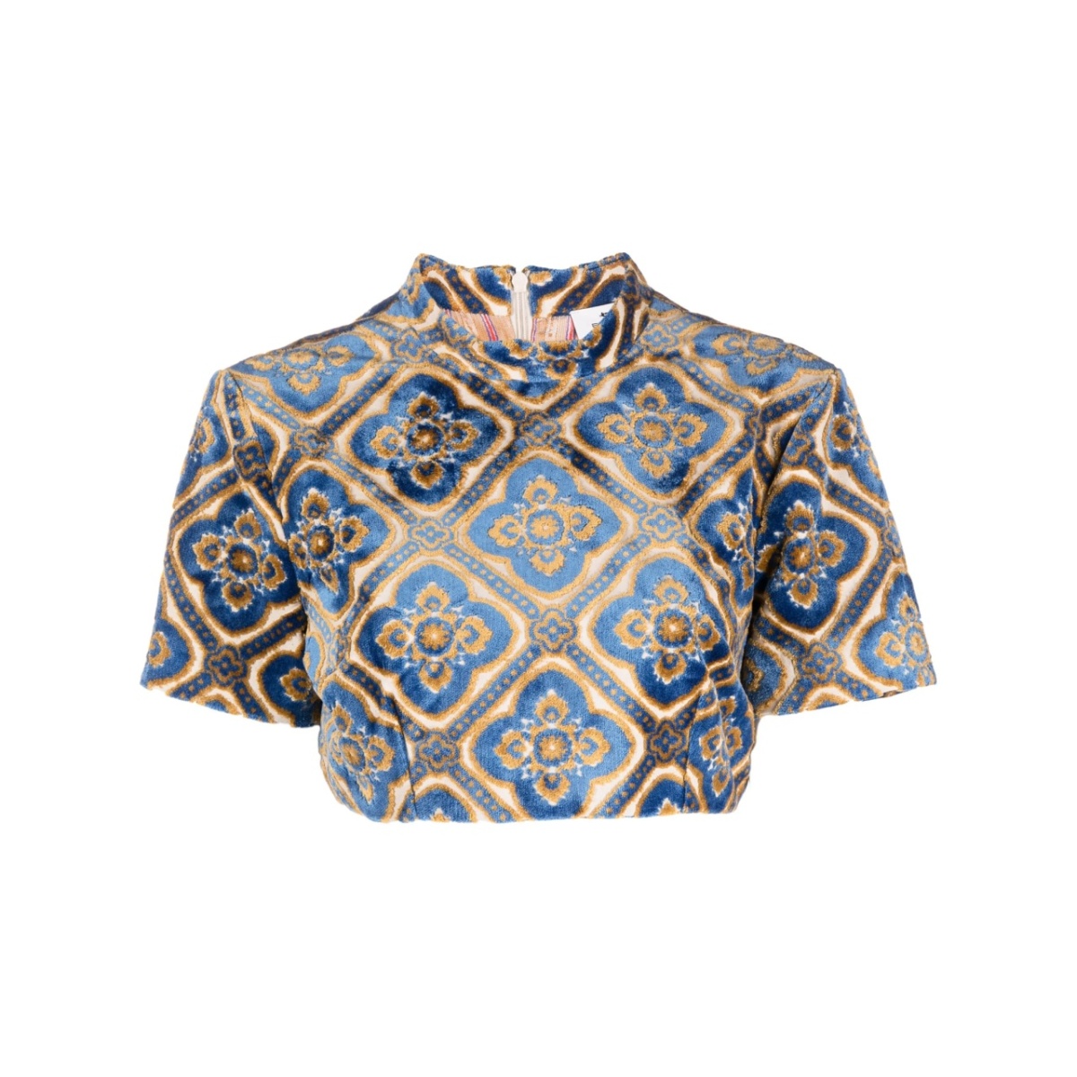 abstract-print velvet crop top