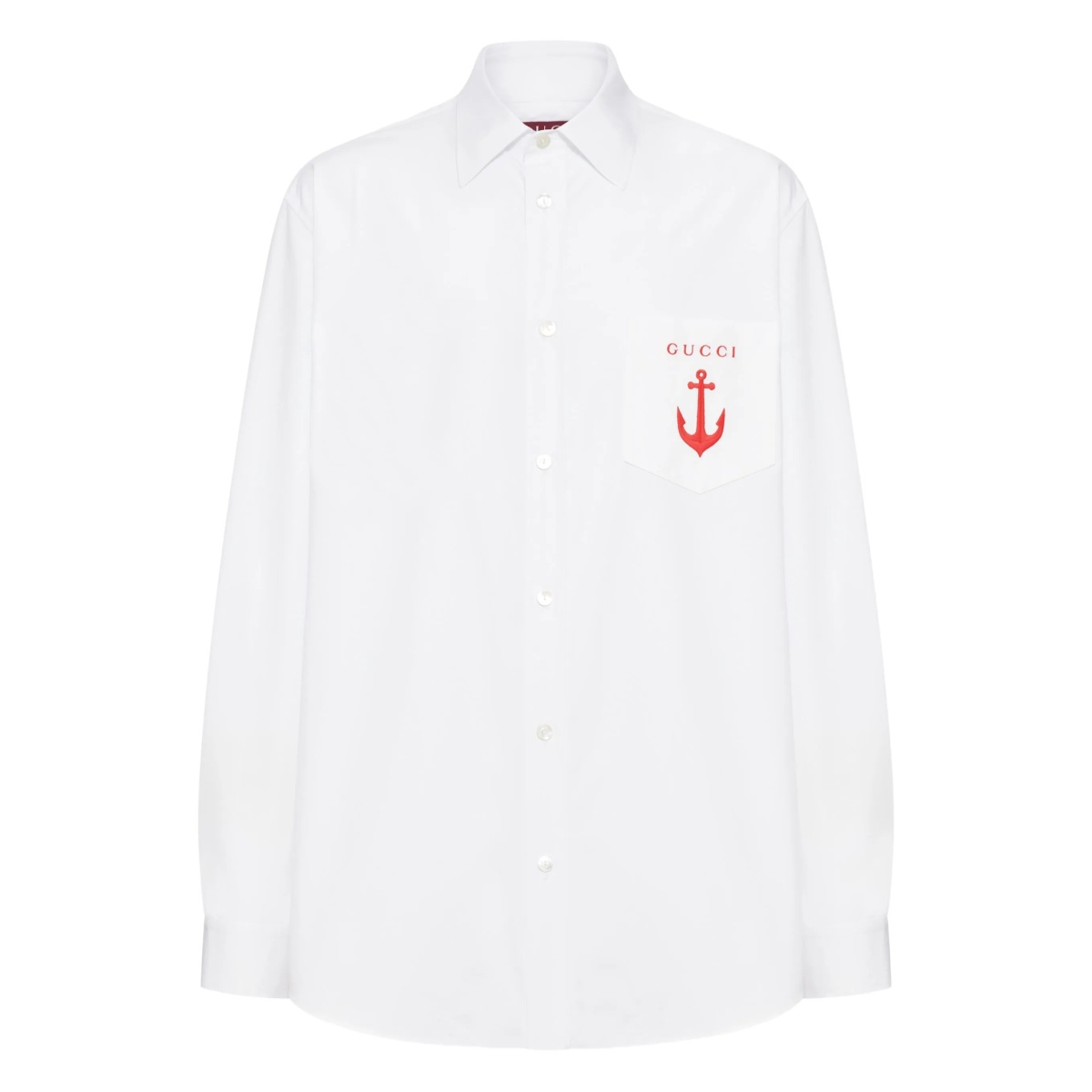 anchor-embroidered cotton shirt