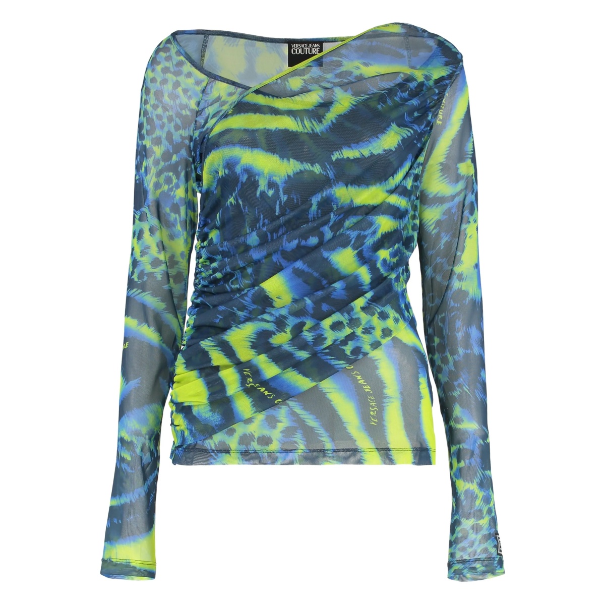 animal-print draped top