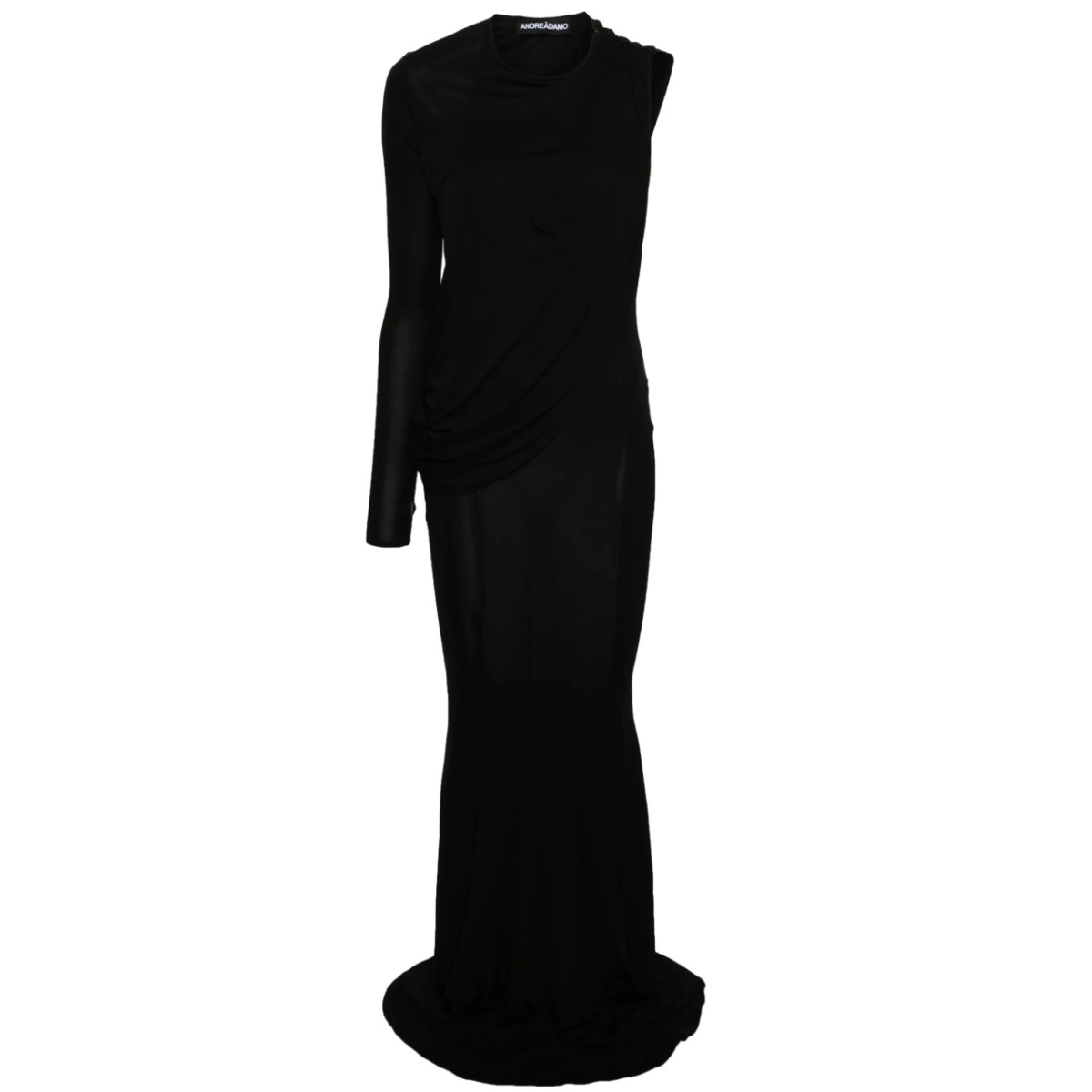 asymmetric draped maxi dress