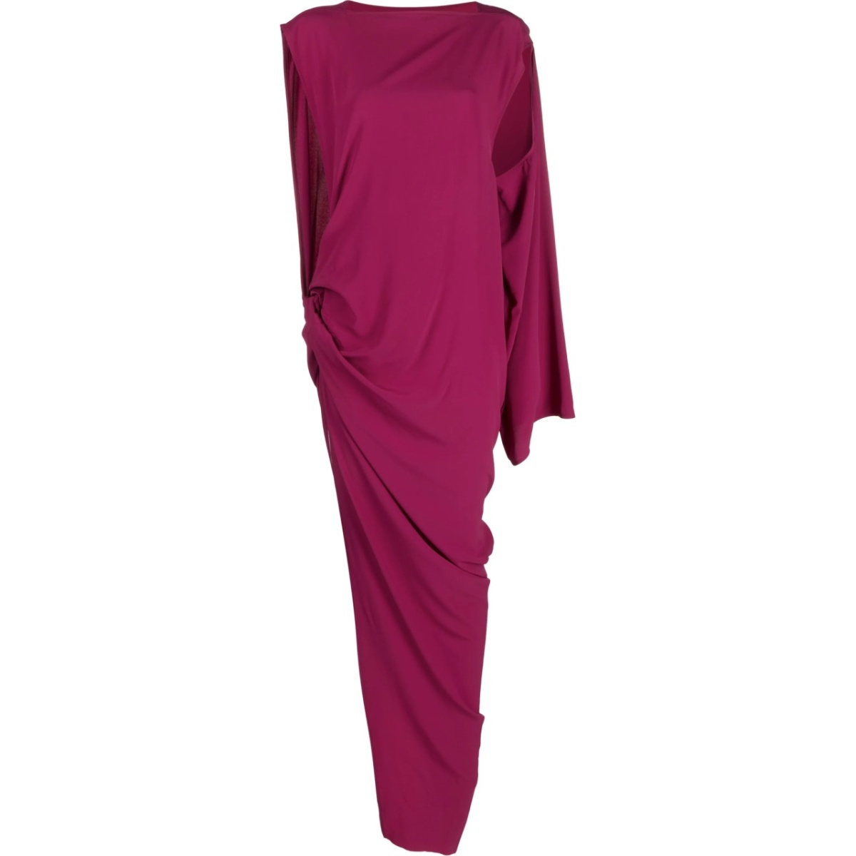 asymmetric gathered maxi dress