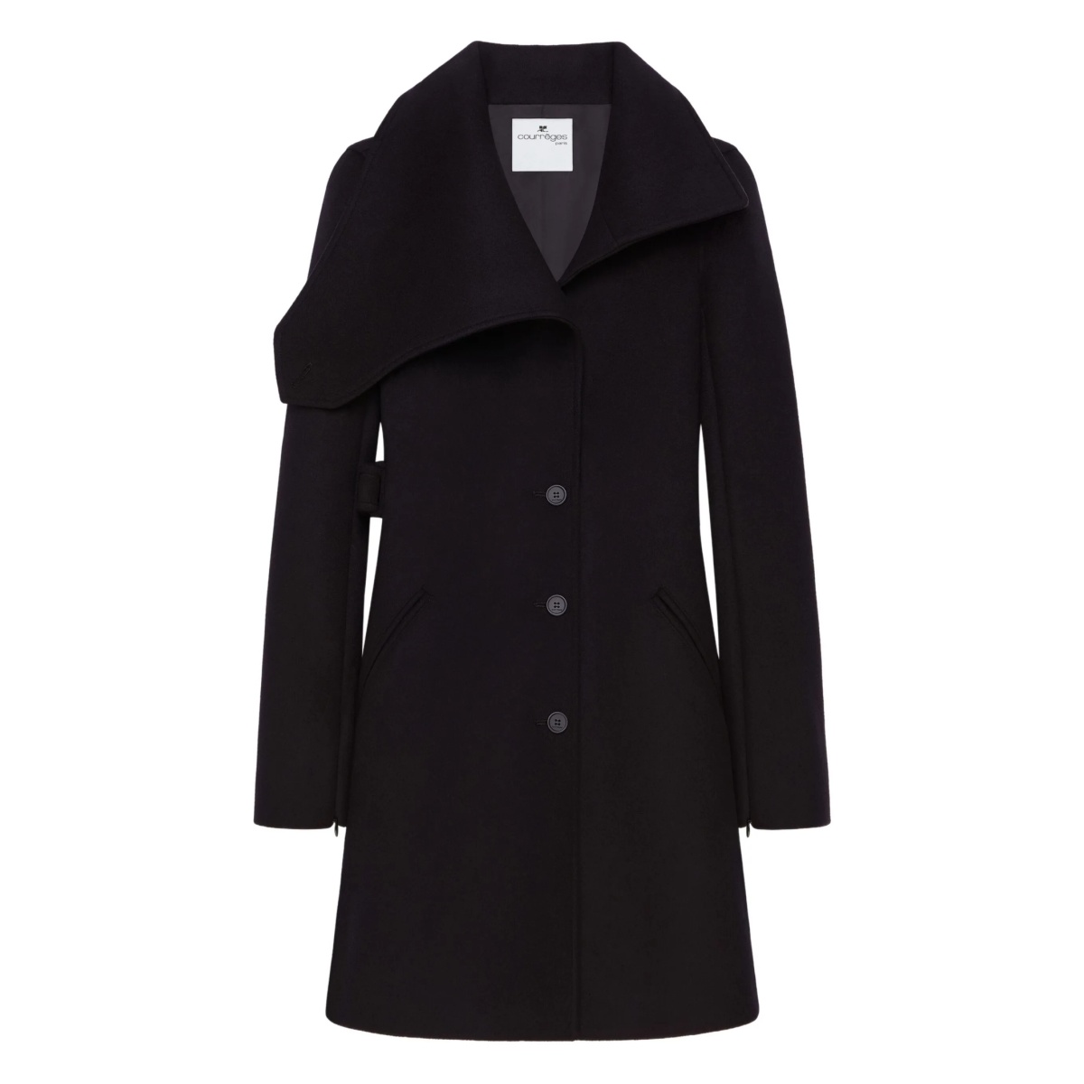 asymmetric-lapel button-up coat