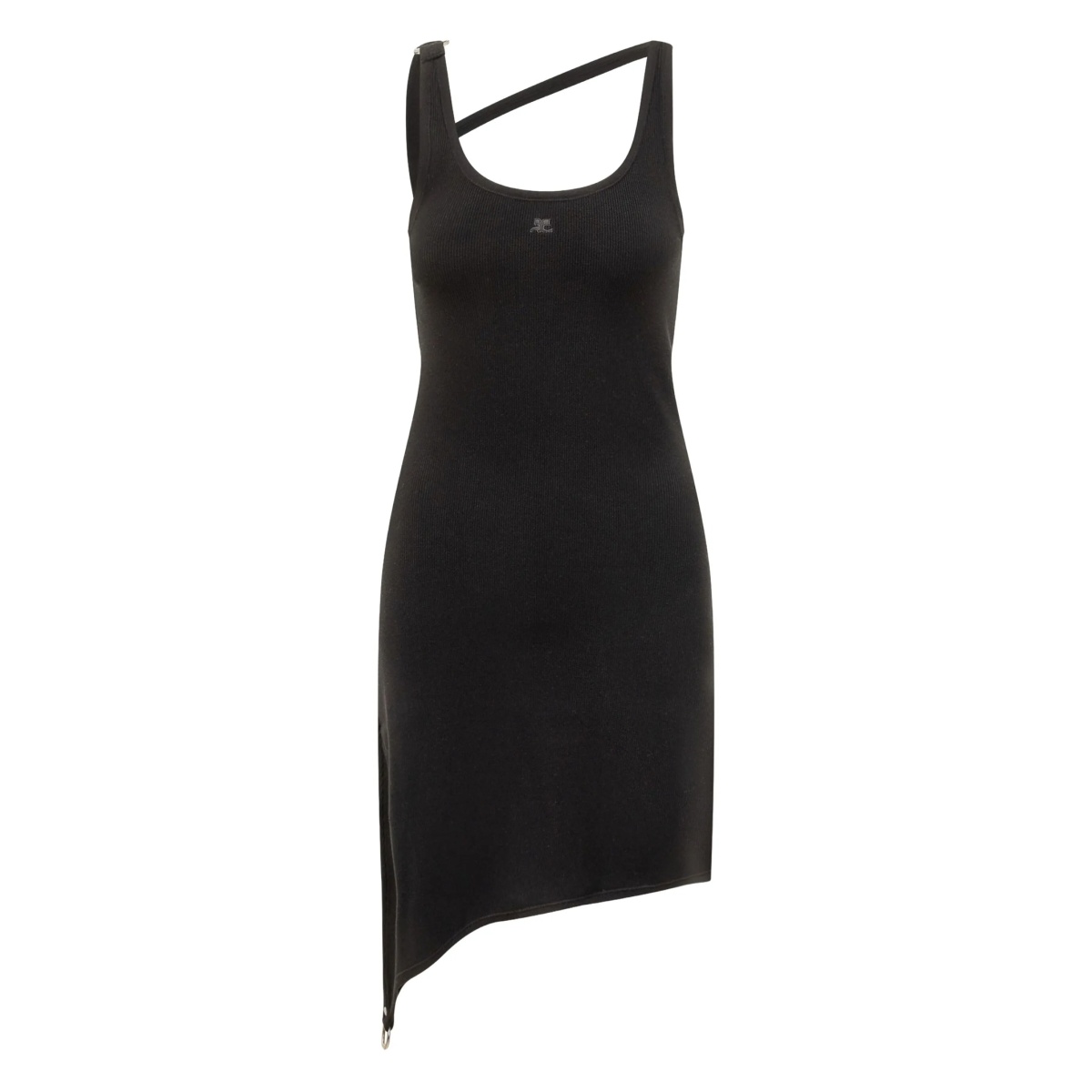 asymmetrical-strap mini dress