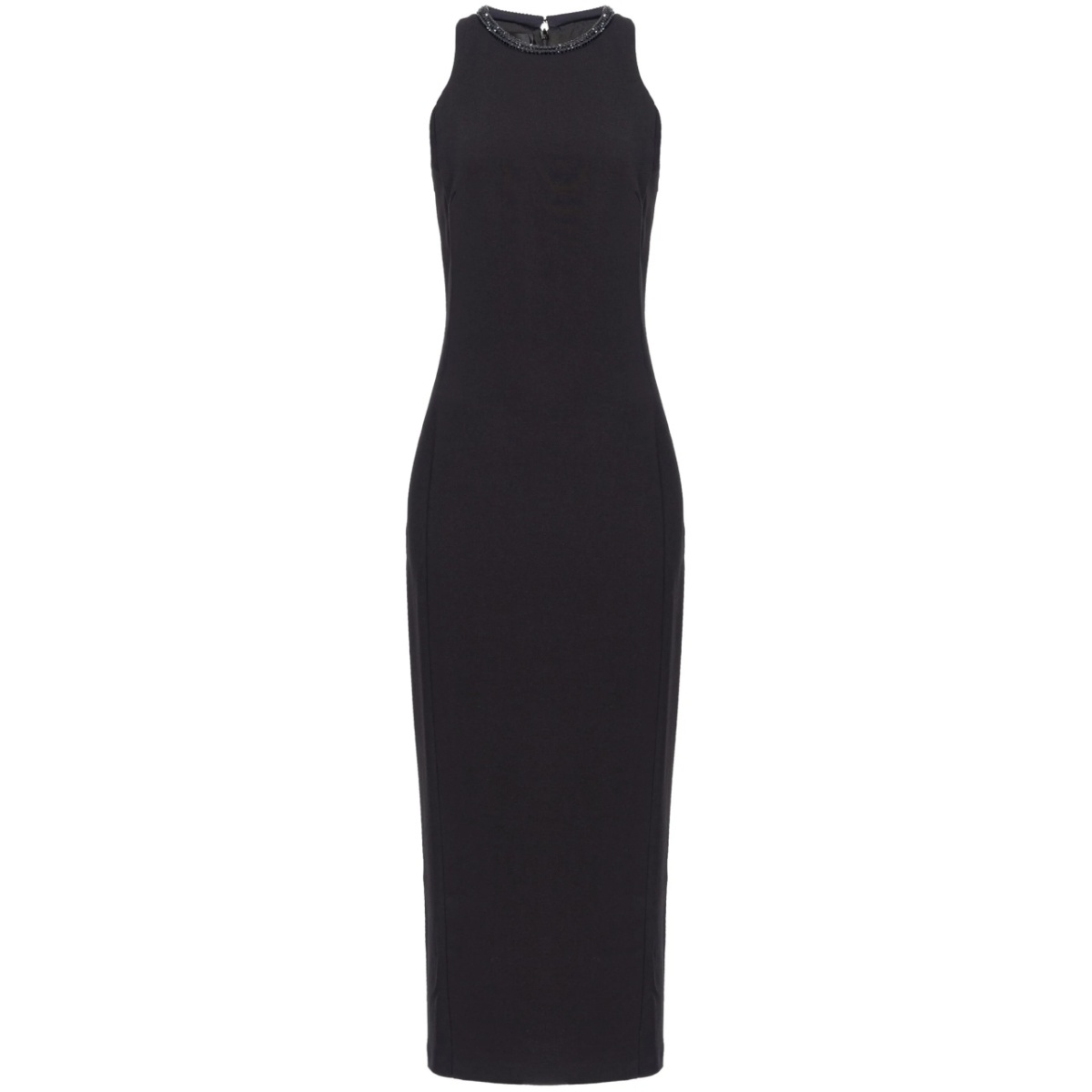 beaded-trim sleeveless midi dress