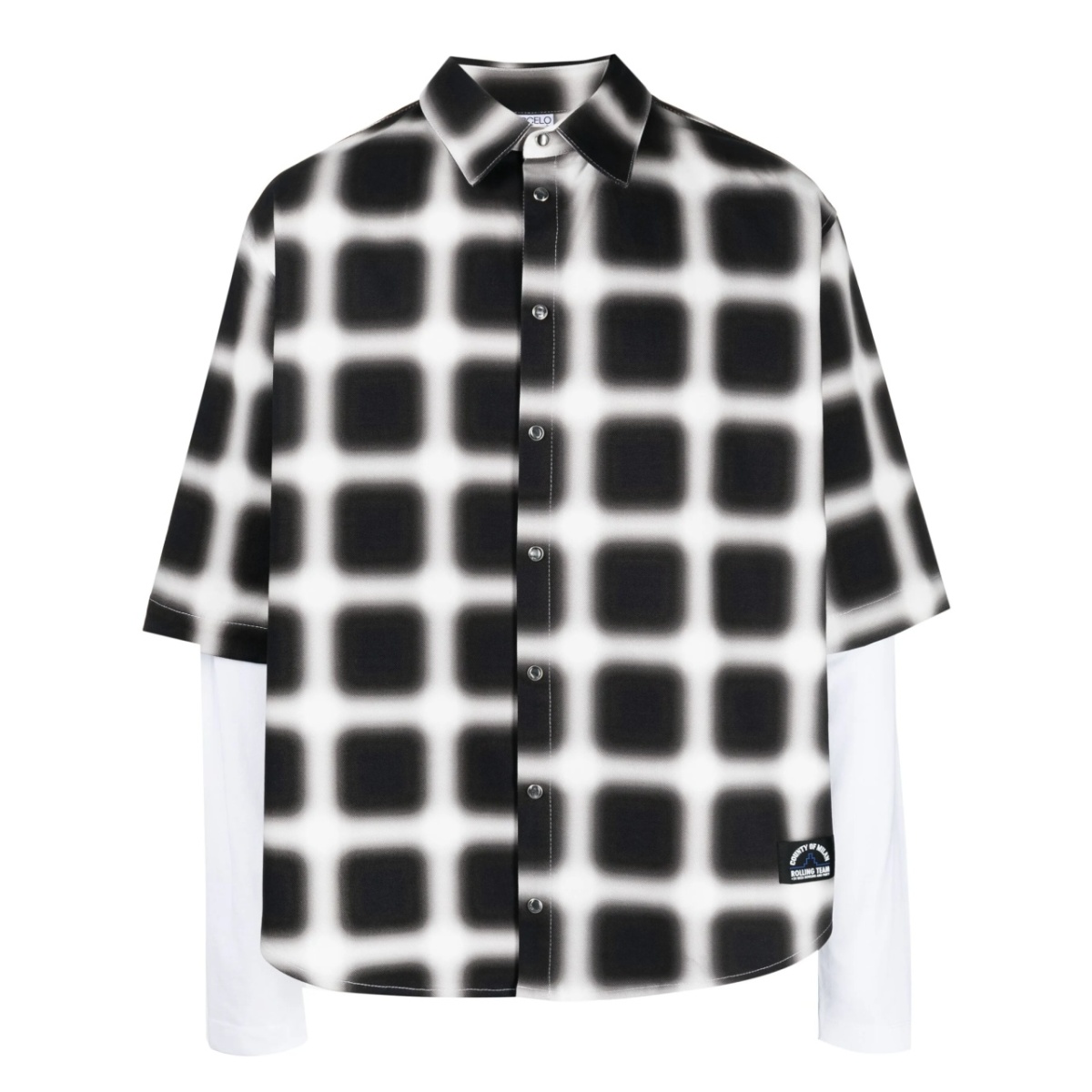 blurred windowpane-print shirt