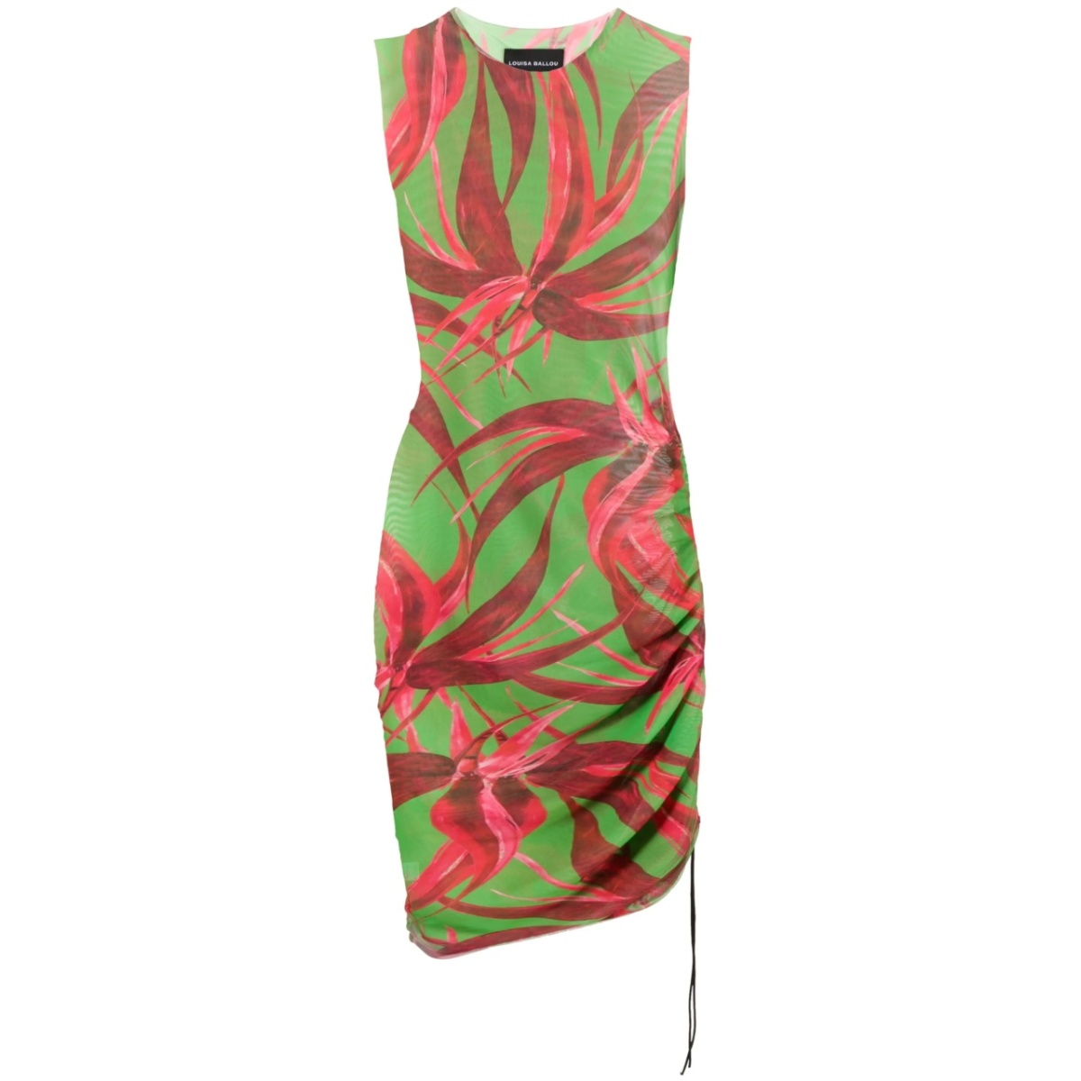 botanical-print asymmetric dress