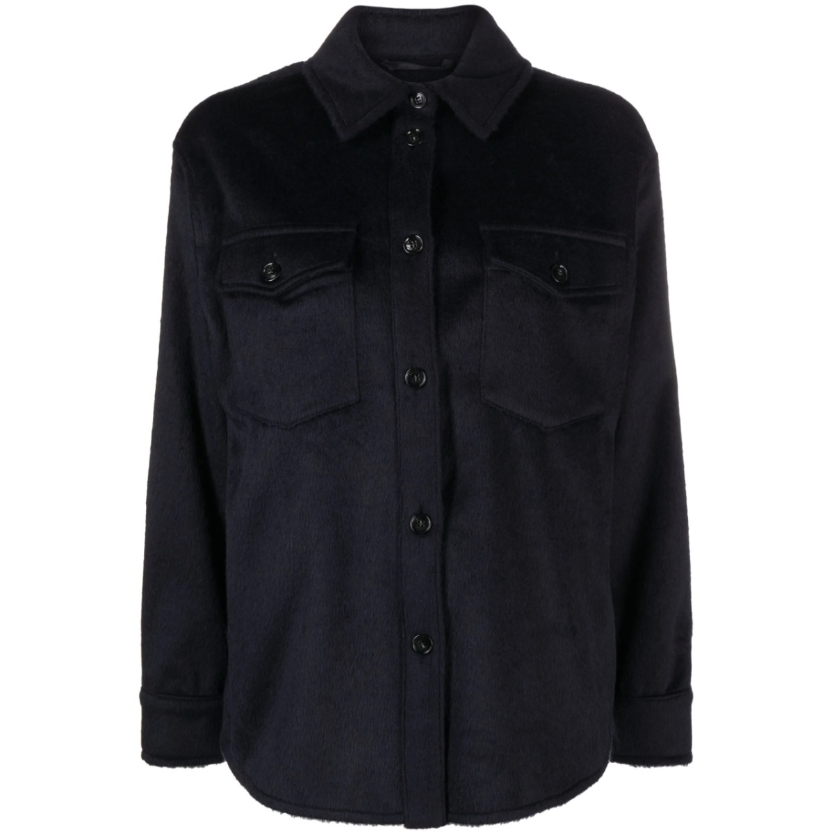 brushed-effect button-down overshirt