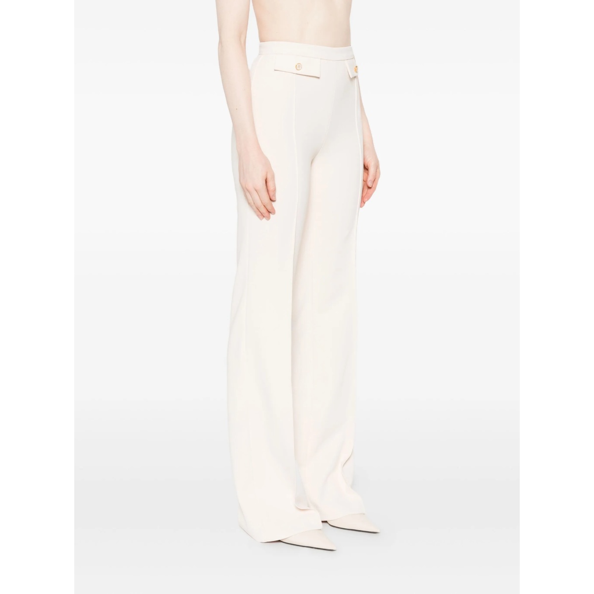 button-detailed flared trousers - Img 3