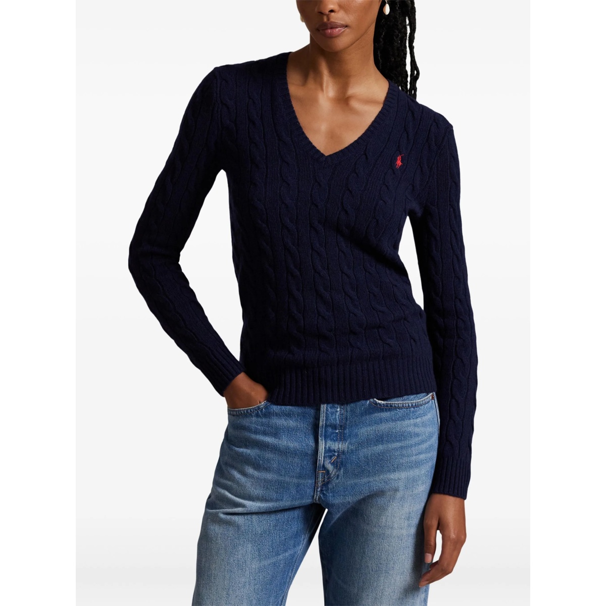 cable-knit V-neck sweater - Img 3