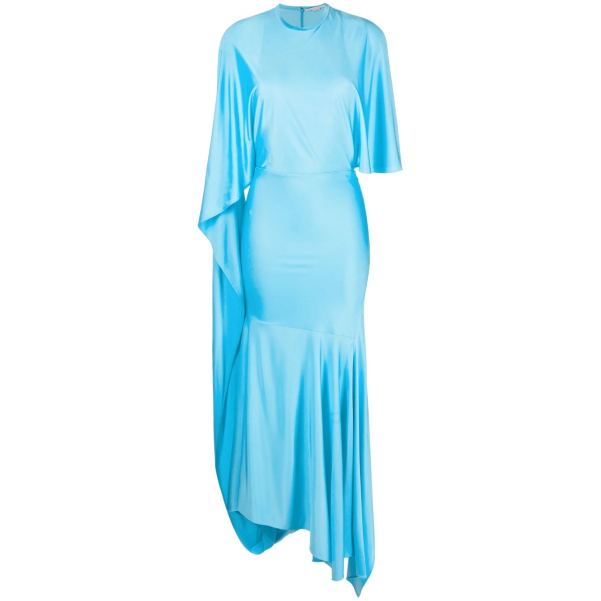 cape-sleeve asymmetric maxi dress