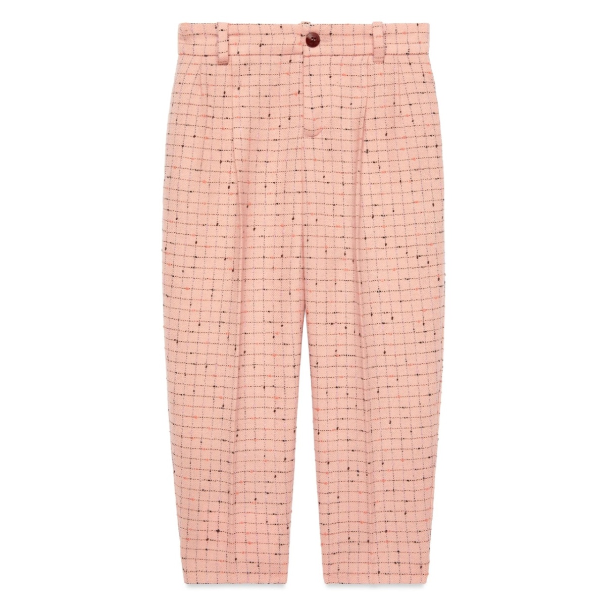 check-intarsia wool trousers