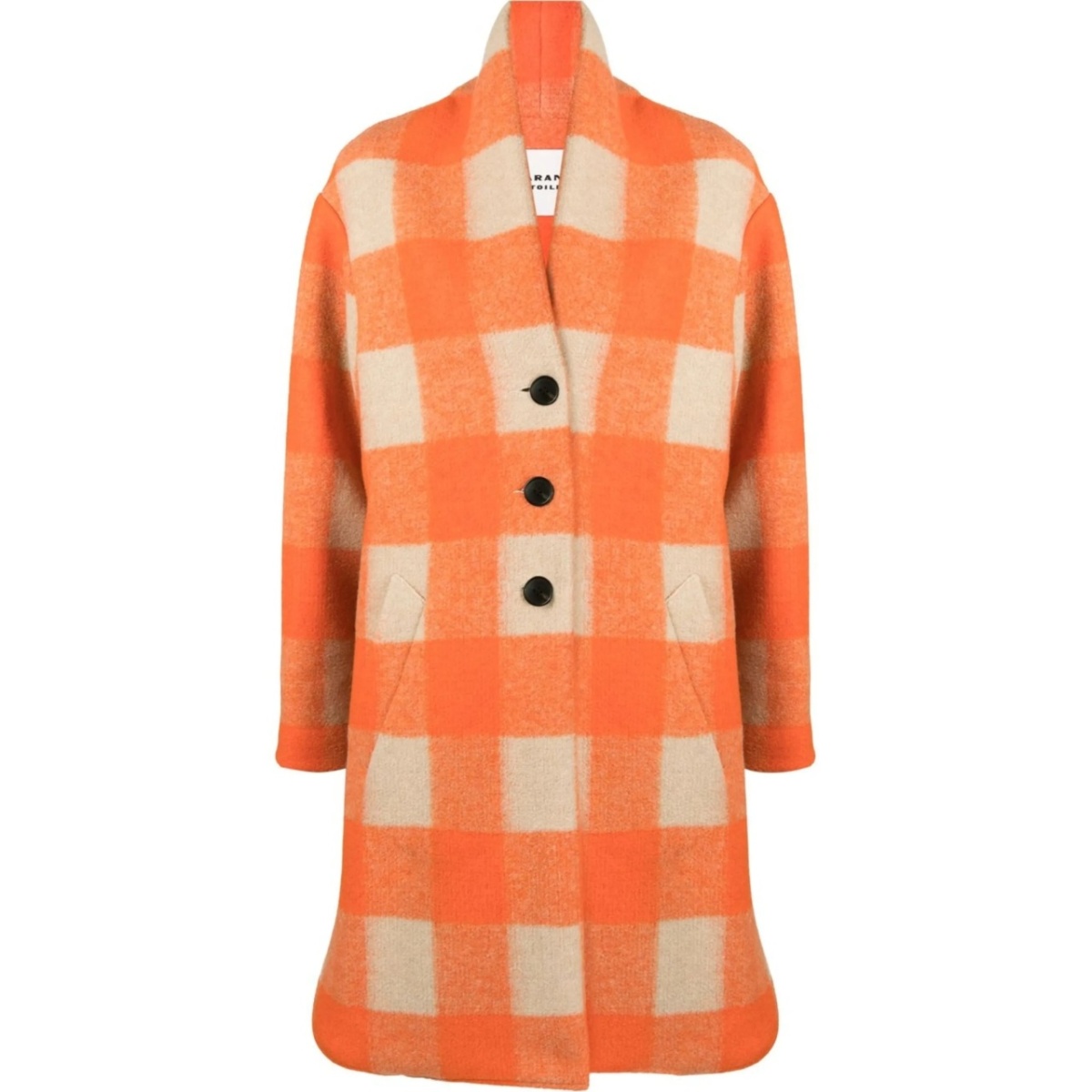 check-pattern single-breasted coat