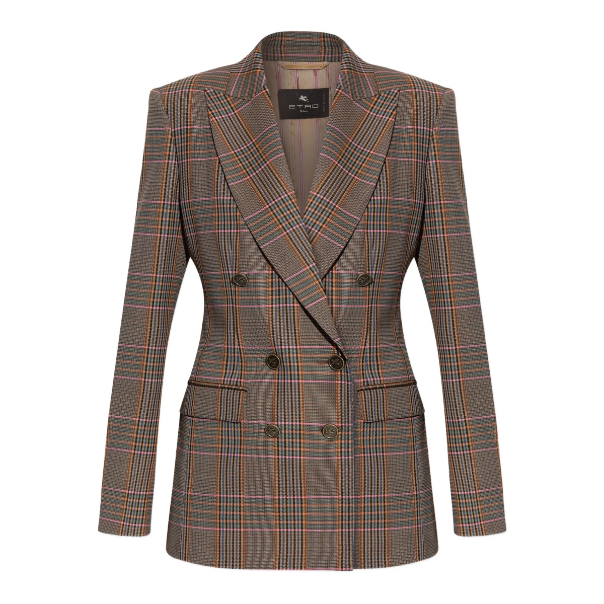 checked double-breasted blazer