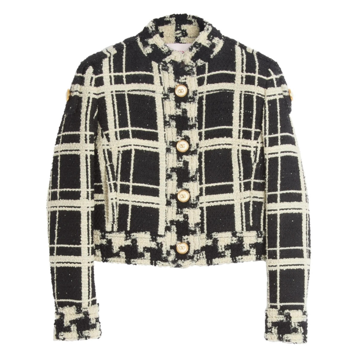 checked tweed caban jacket
