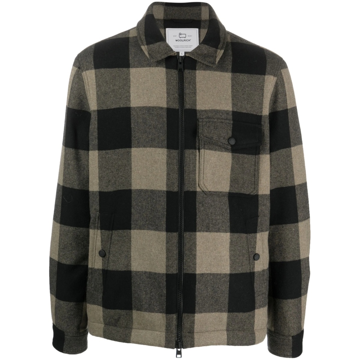 checked wool-blend shirt jacket