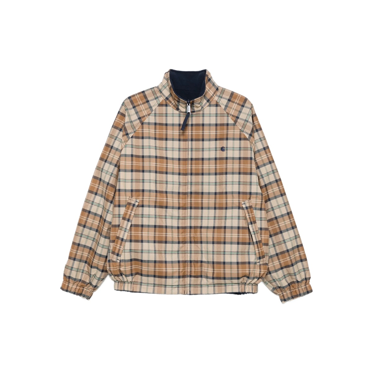 checked zip-up jacket