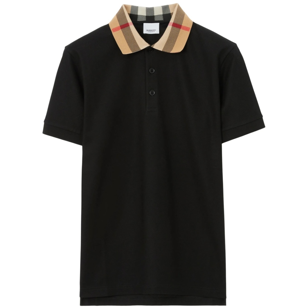 checkered-collar cotton polo shirt