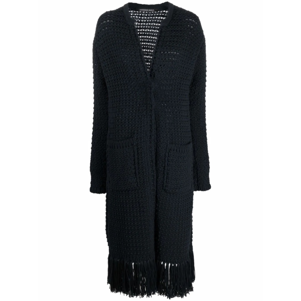 chunky-knit frayed-edge cardi-coat