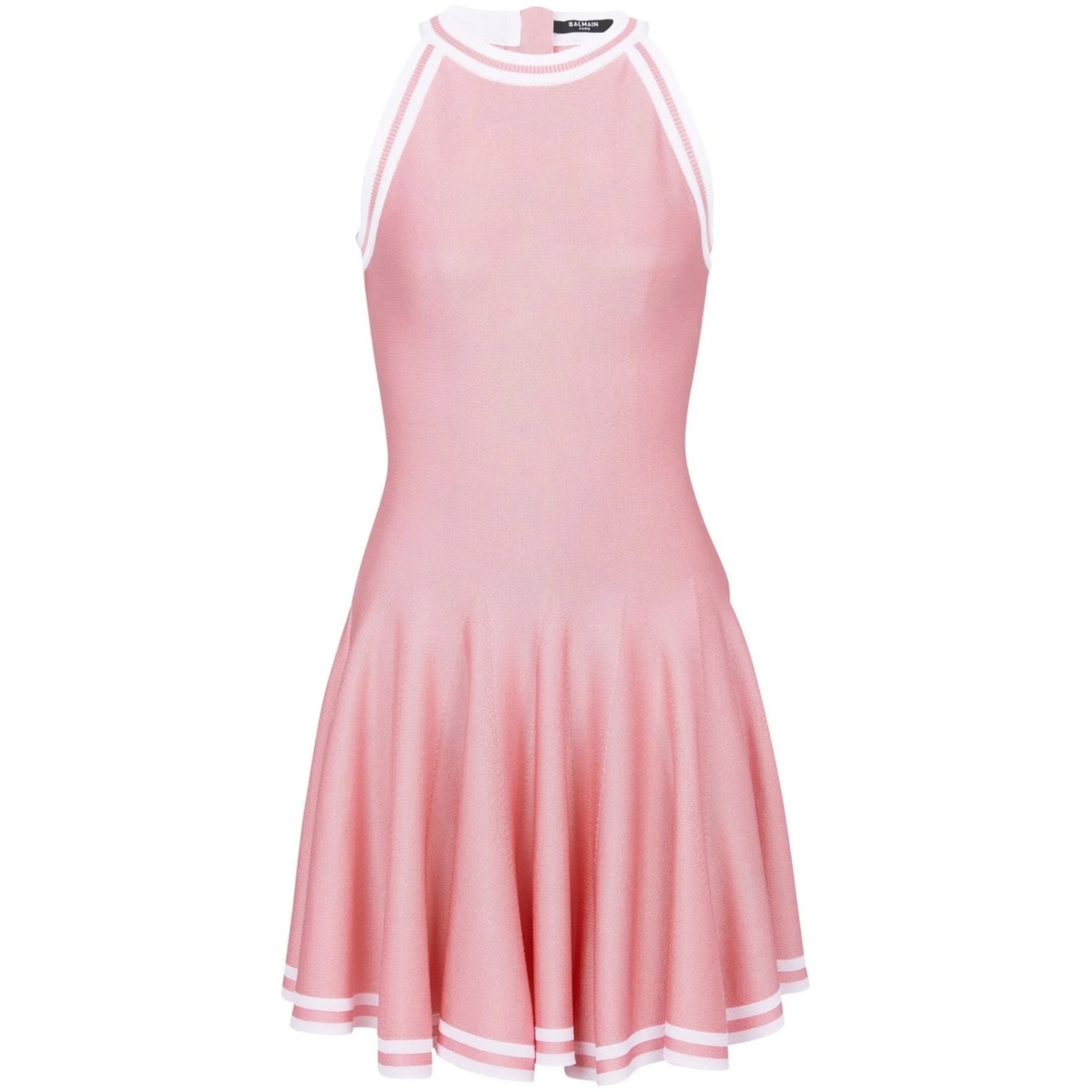 contrast-knit sleeveless skater dress