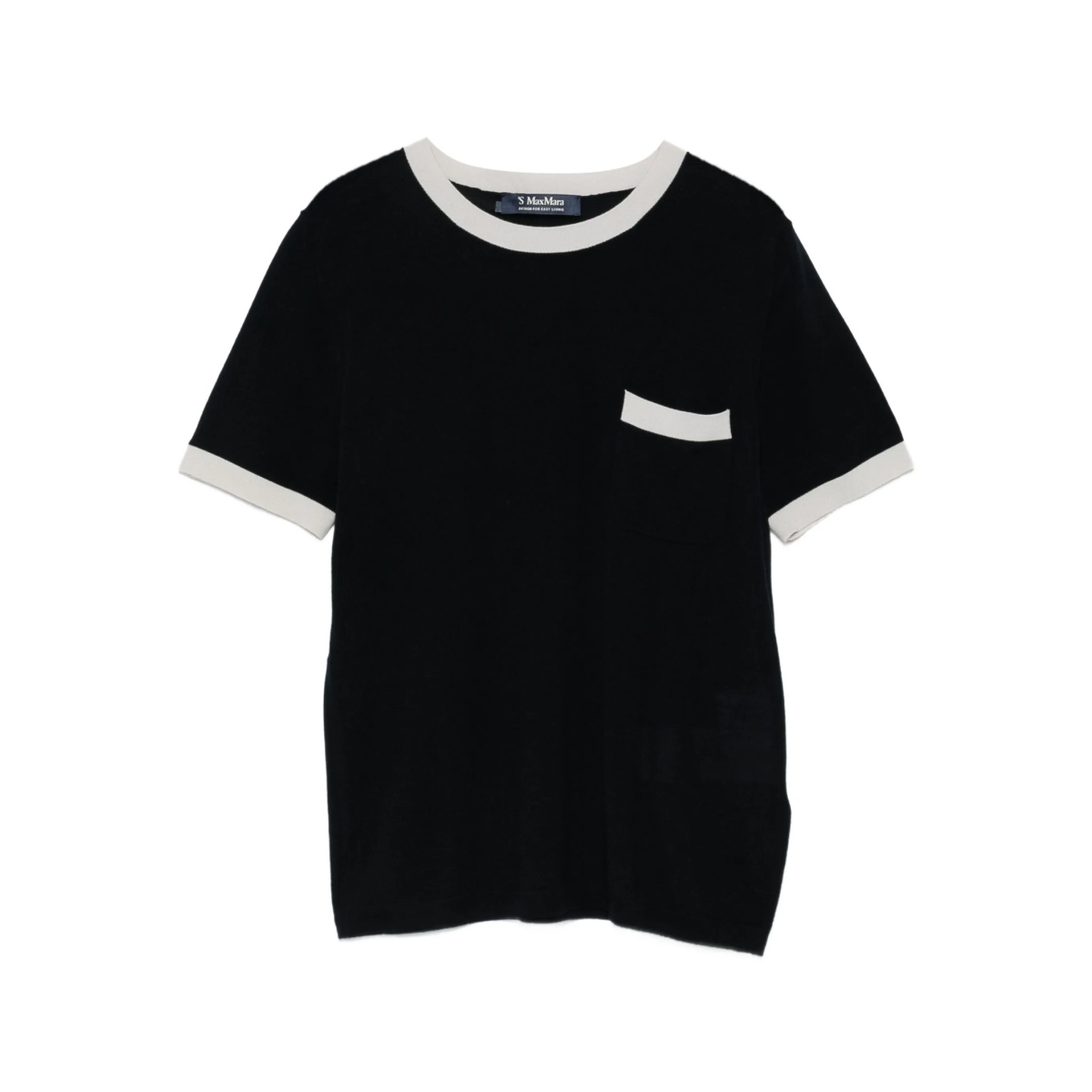 contrast-trim wool top