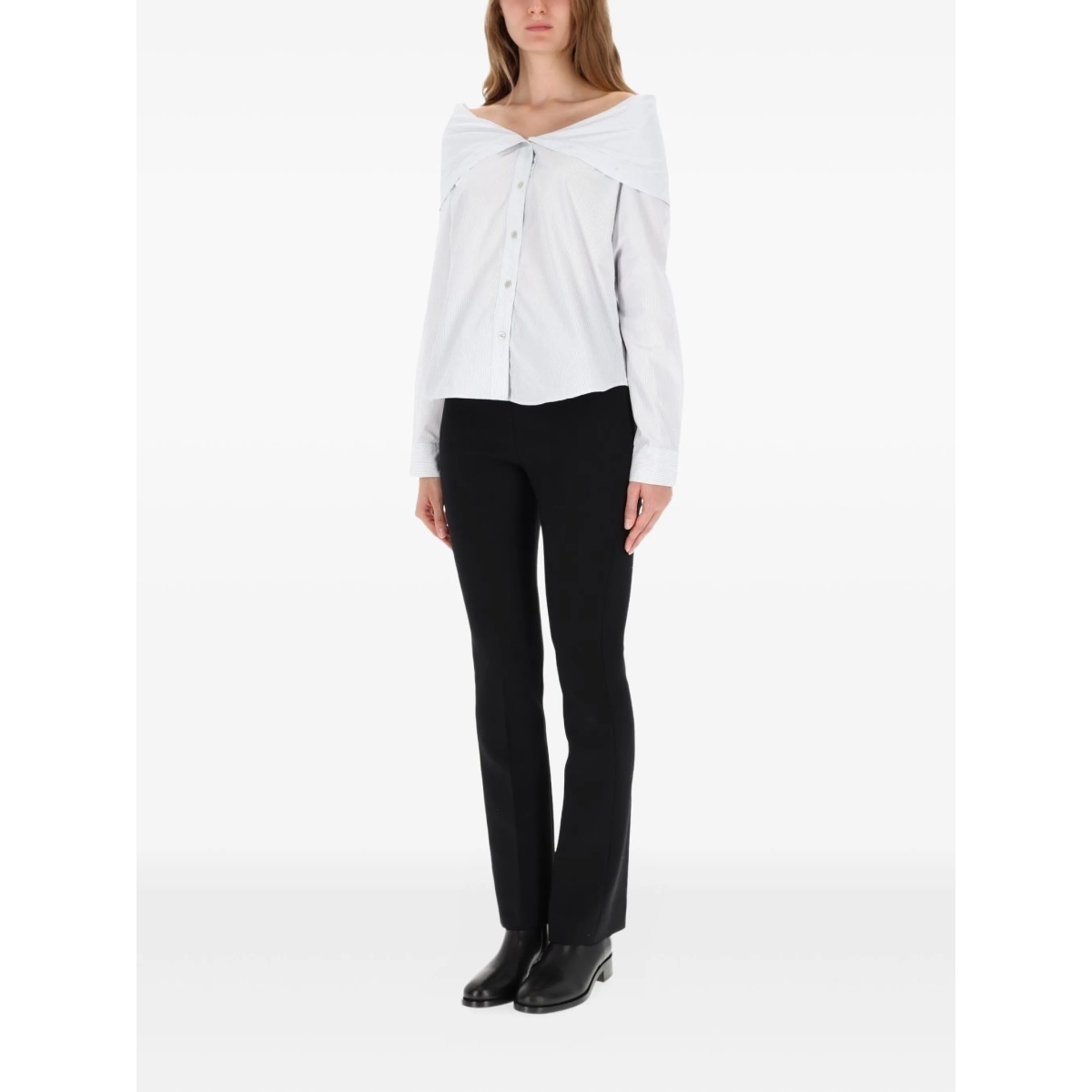 cotton off-shoulder shirt - Img 2