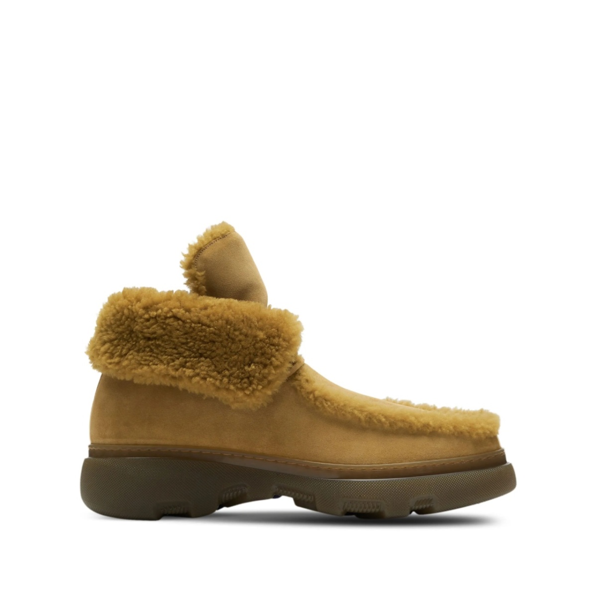 Creeper shearling-trim suede boots