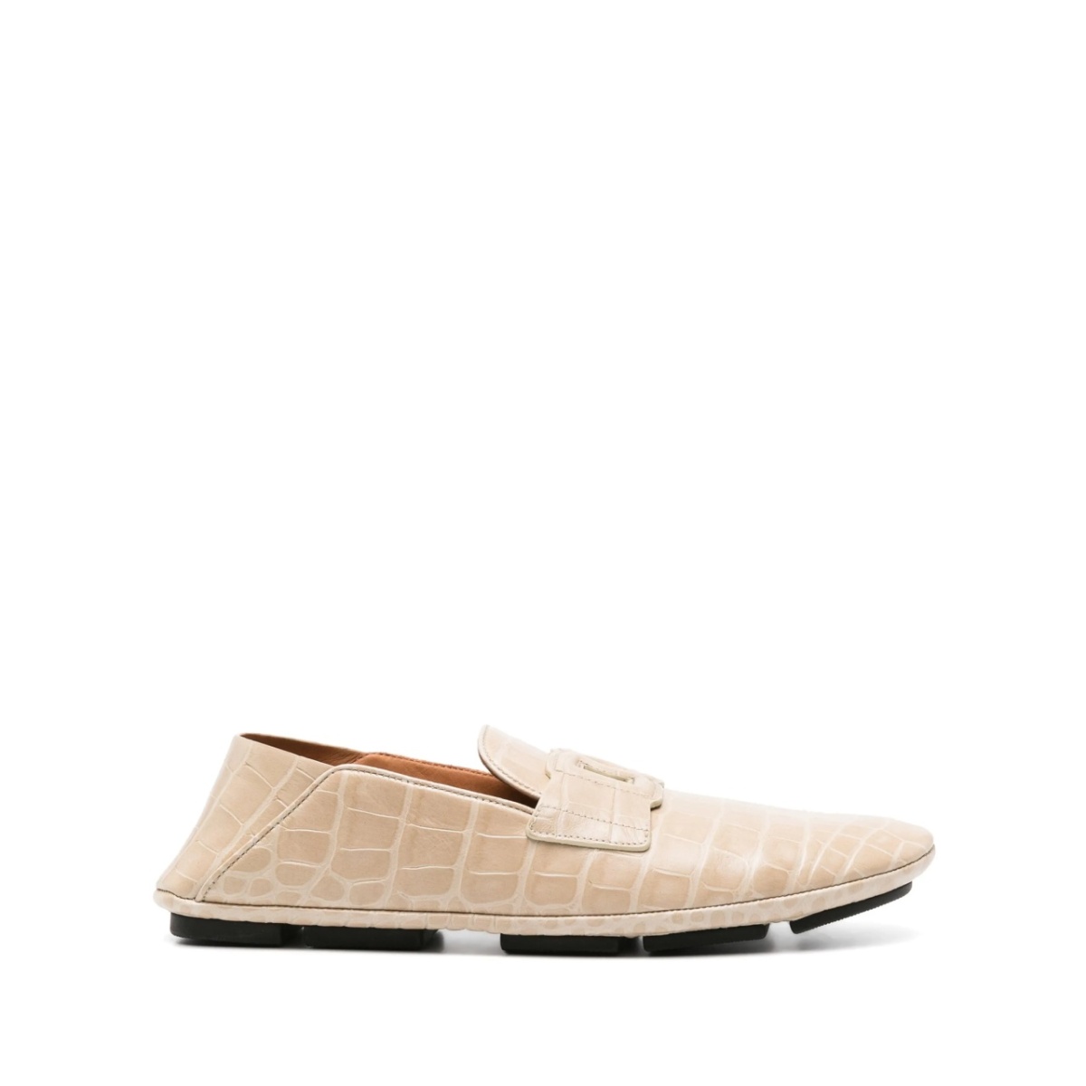 crocodile-effect leather loafers