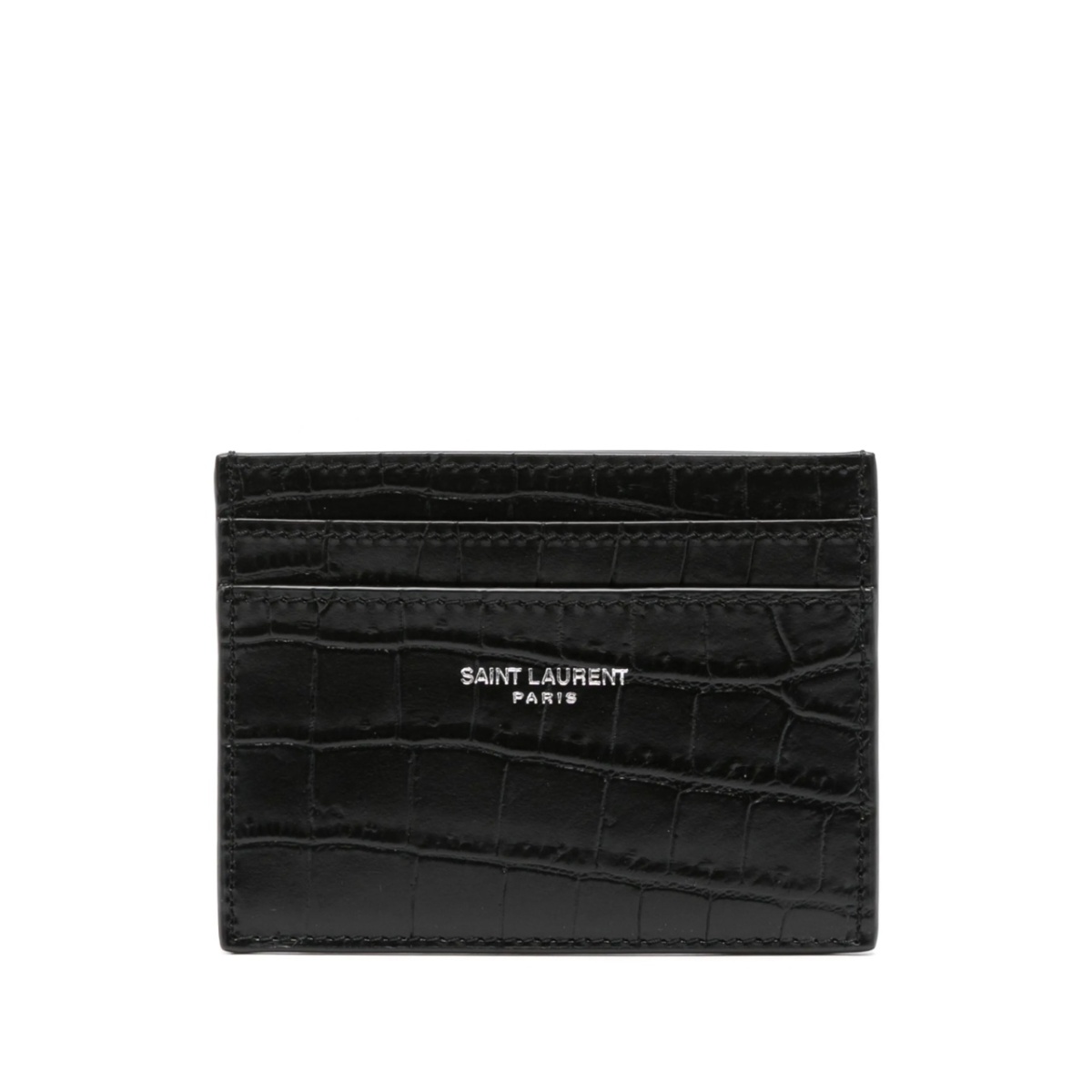 crocodile-embossed leather cardholder