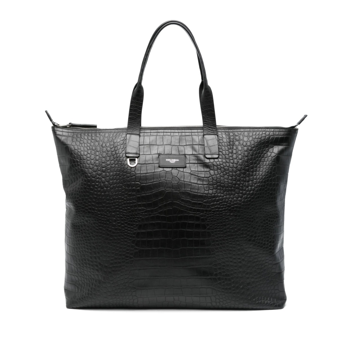 crocodile-embossed leather tote bag