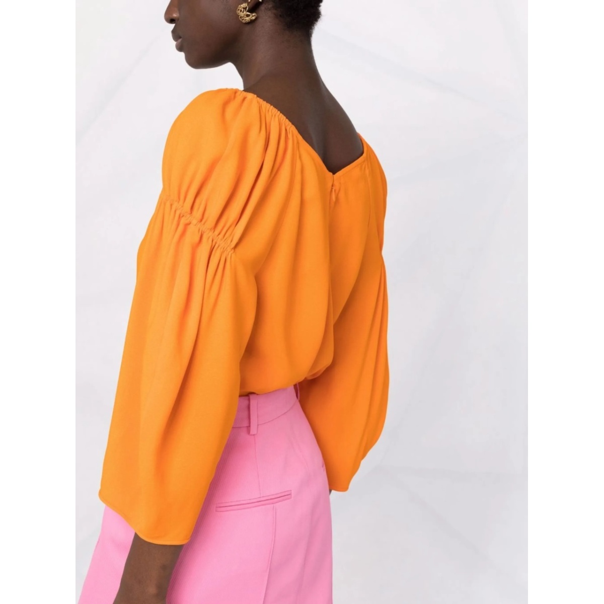 cropped puff-sleeve blouse - Img 3