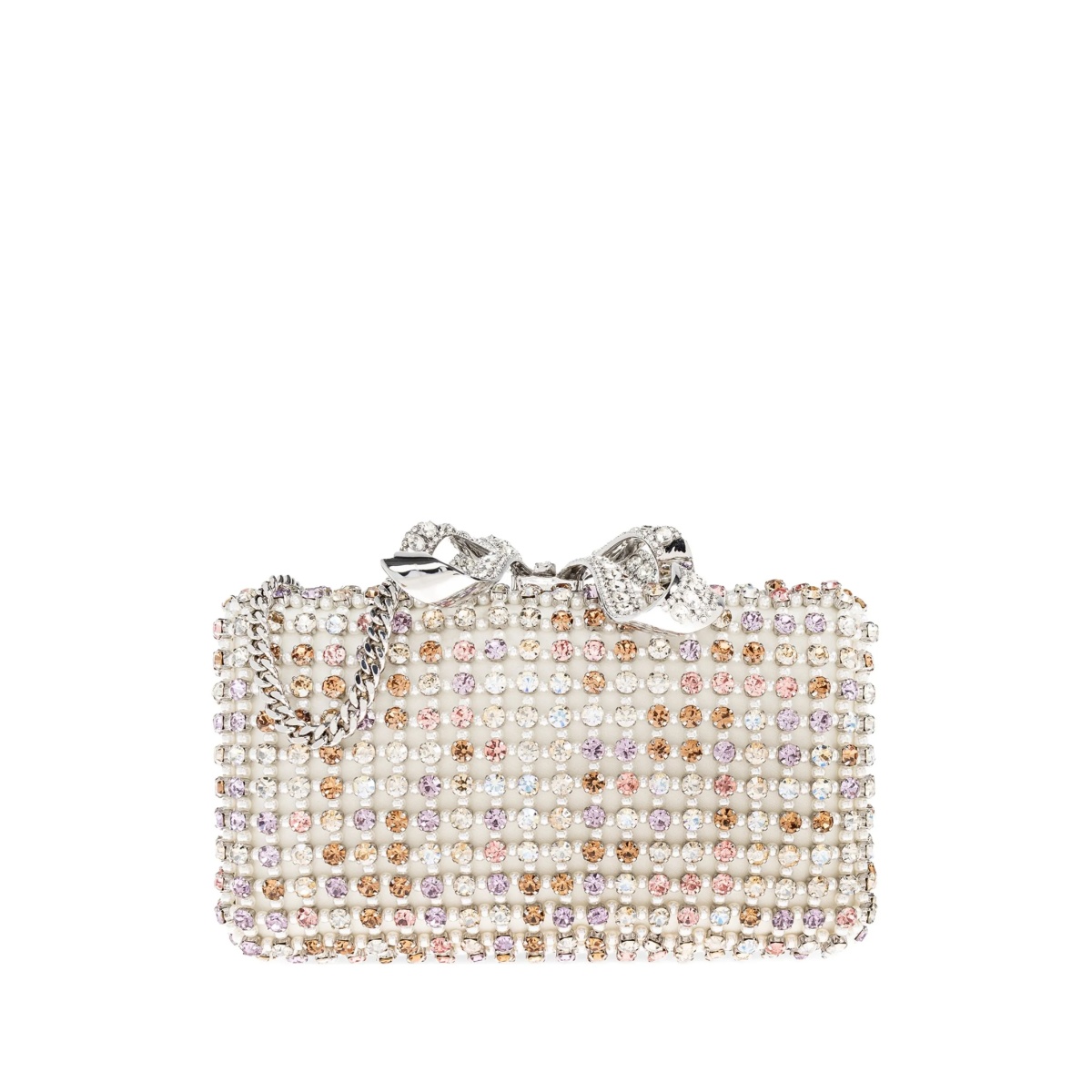 crystal-embellished bow-detail clutch