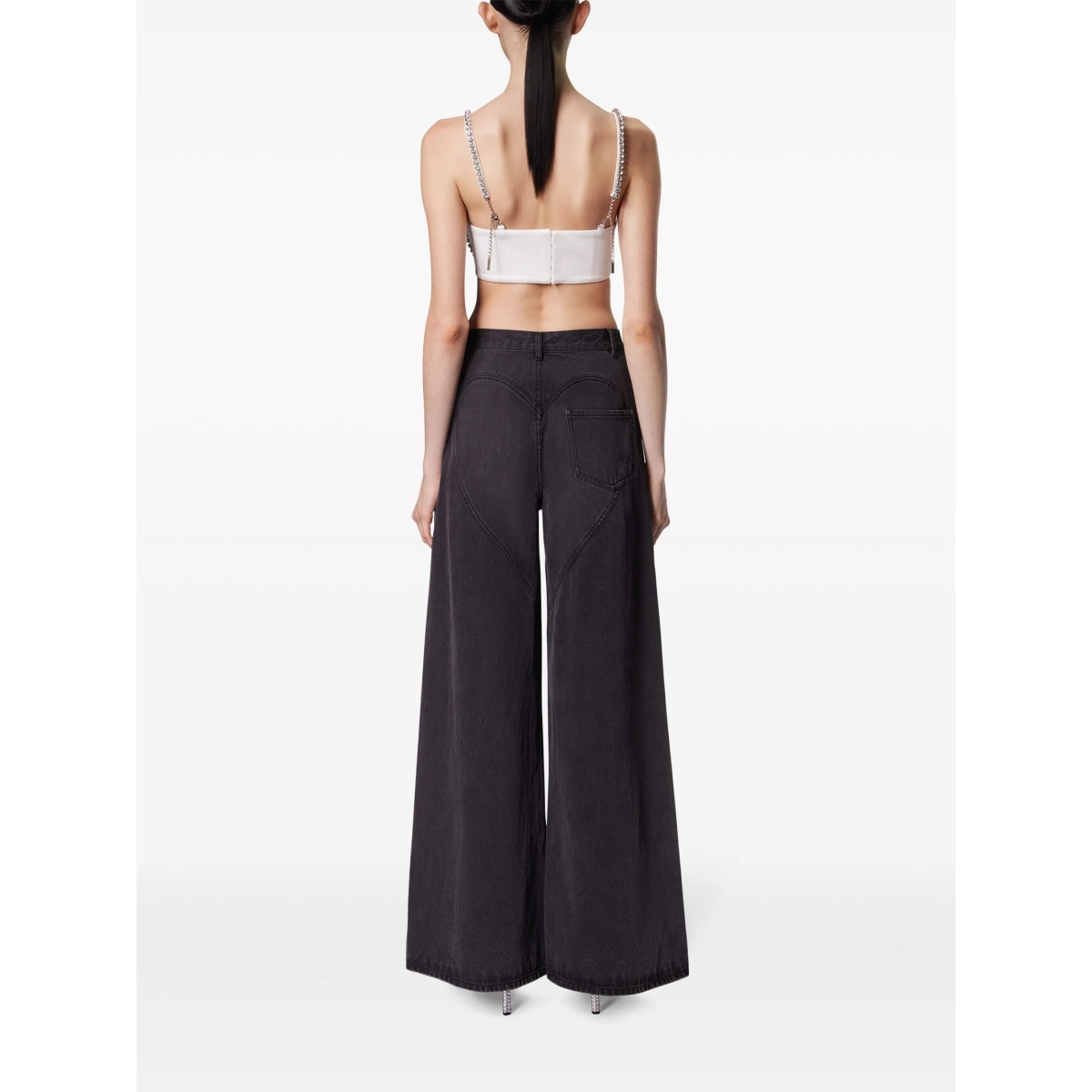 crystal-embellished high-rise wide-leg jeans - Img 4