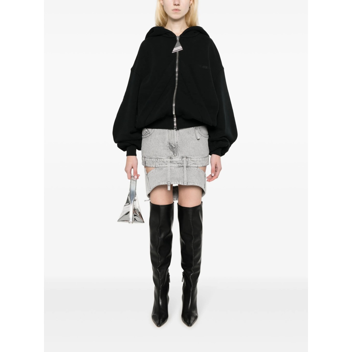 cut-out denim mini skirt - Img 2