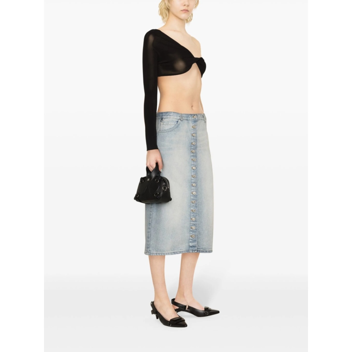 D-rings denim midi skirt - Img 4