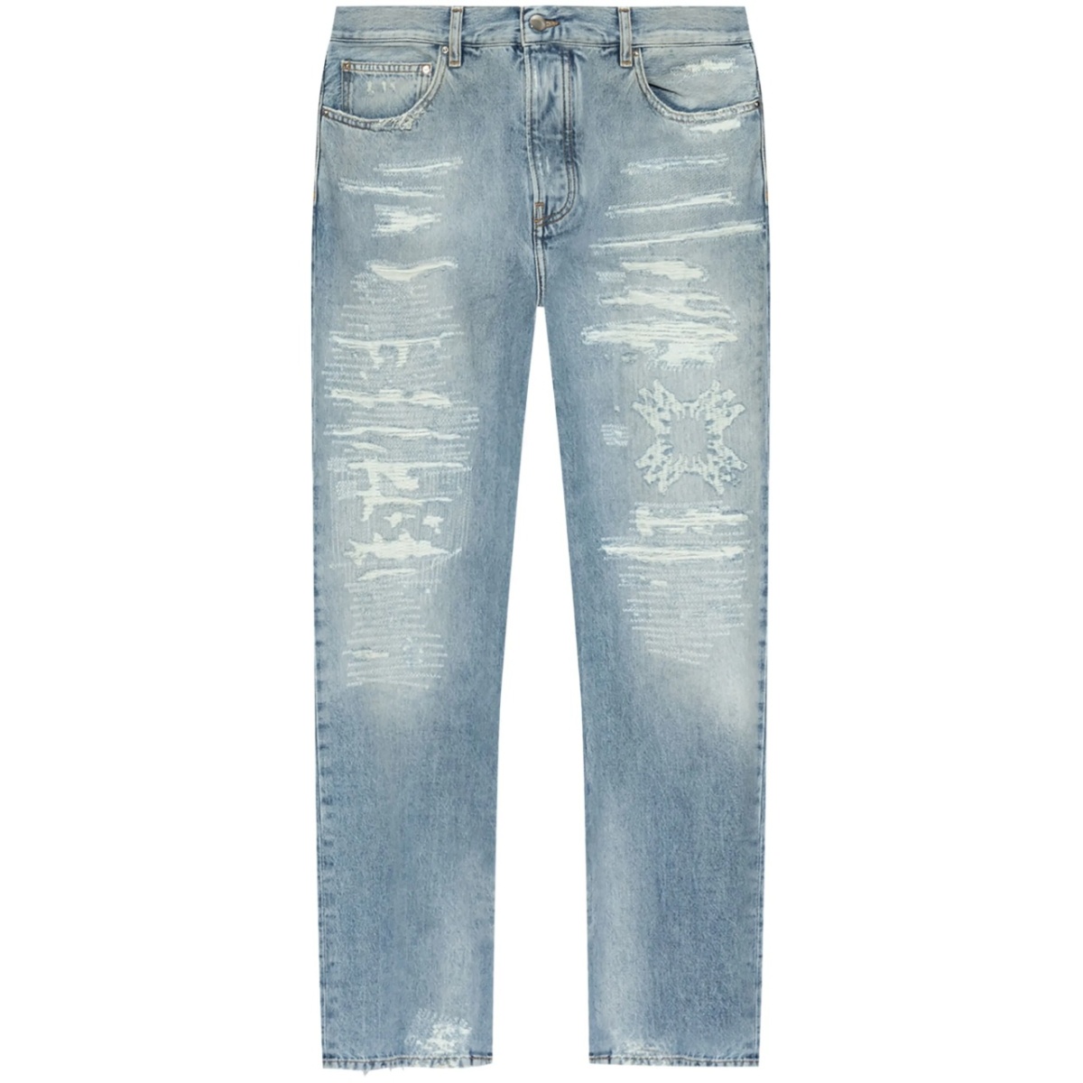 distressed-effect jeans